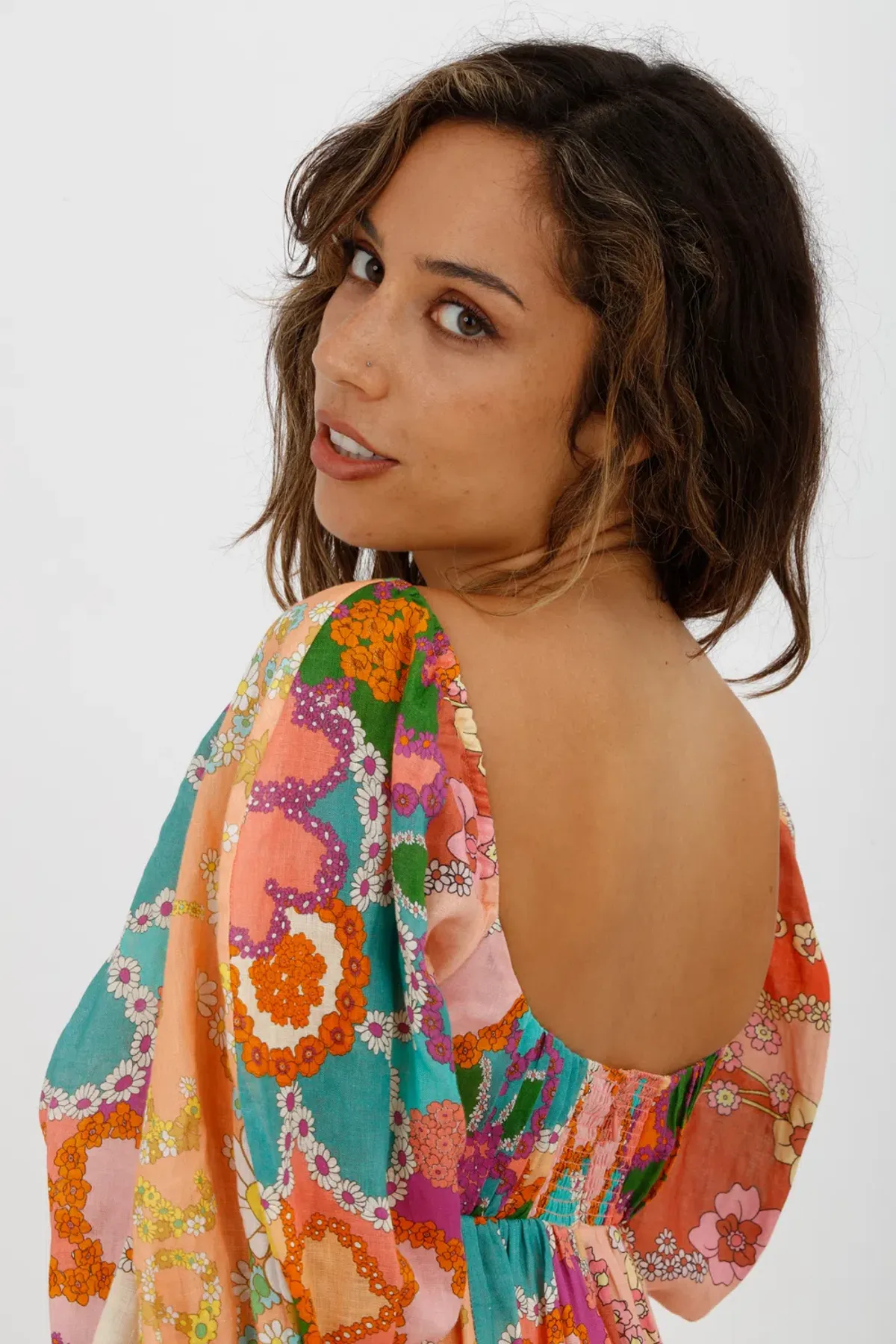 Zimmermann Lola Gathered Floral-print Linen Mini Dress Orange Size 0 / AU 8 - Image 6