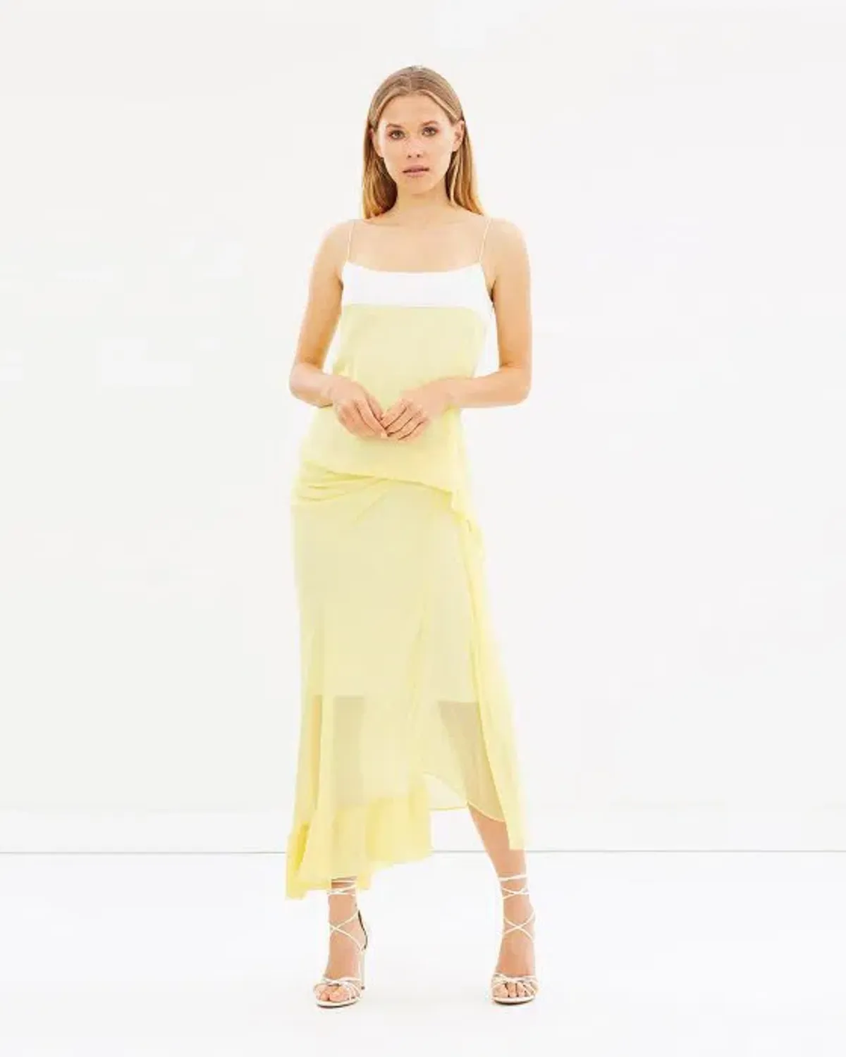 Christopher Esber Waffled Hem Dress Yellow AU 6 - Image 1