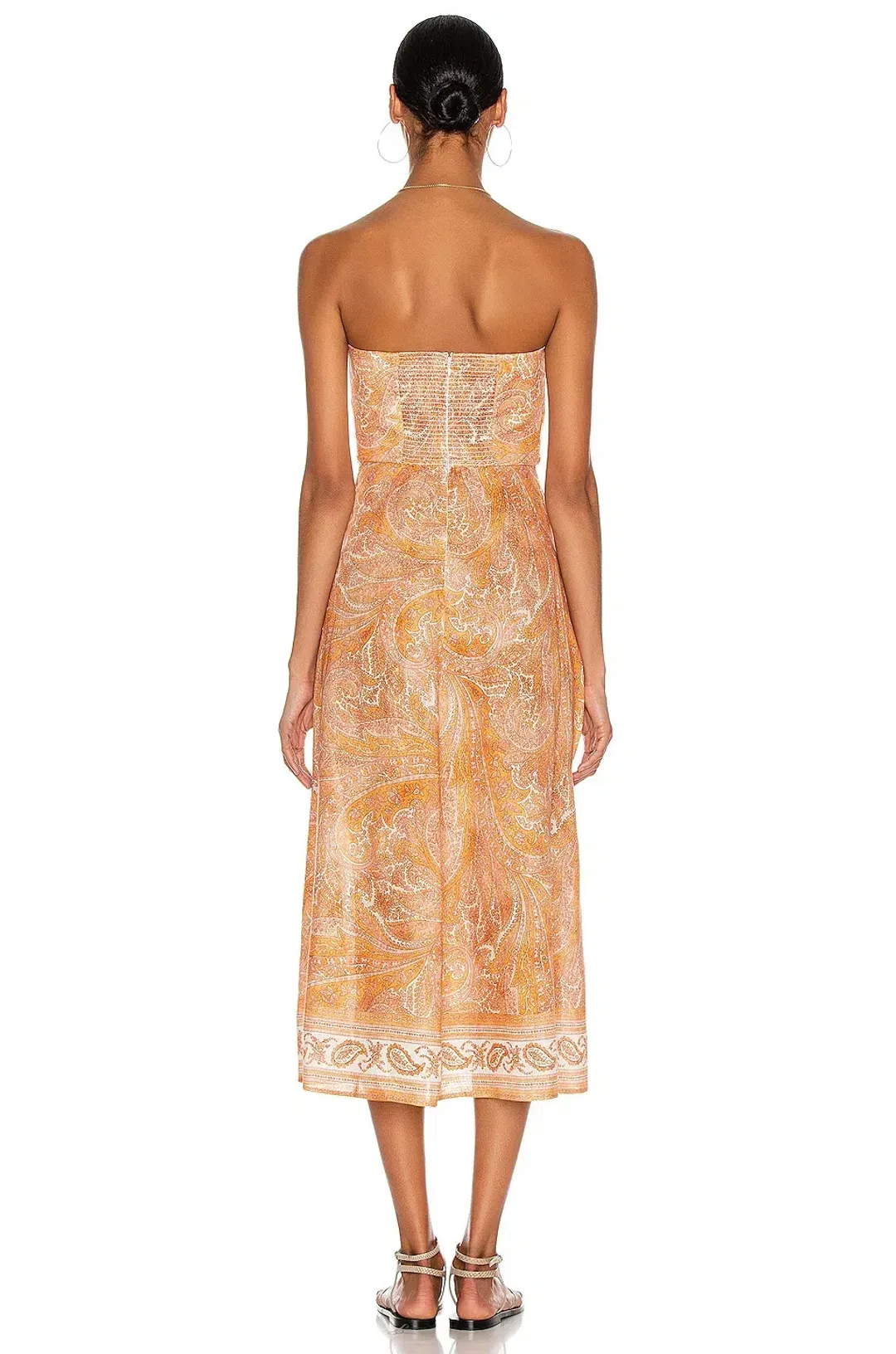 Zimmermann Brighton Tie Waist Midi Dress Tangerine Paisley Size 0 / AU 8 for rent on The Volte - main image