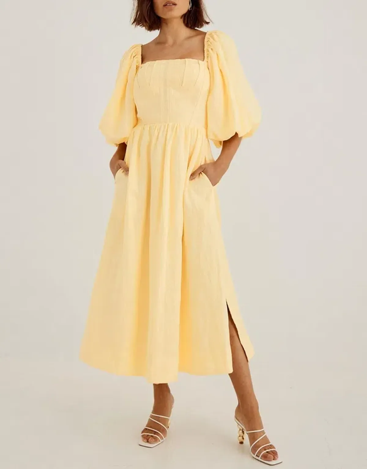 Sovere Relish Midi Dress Yellow Size AU 6 - Image 2