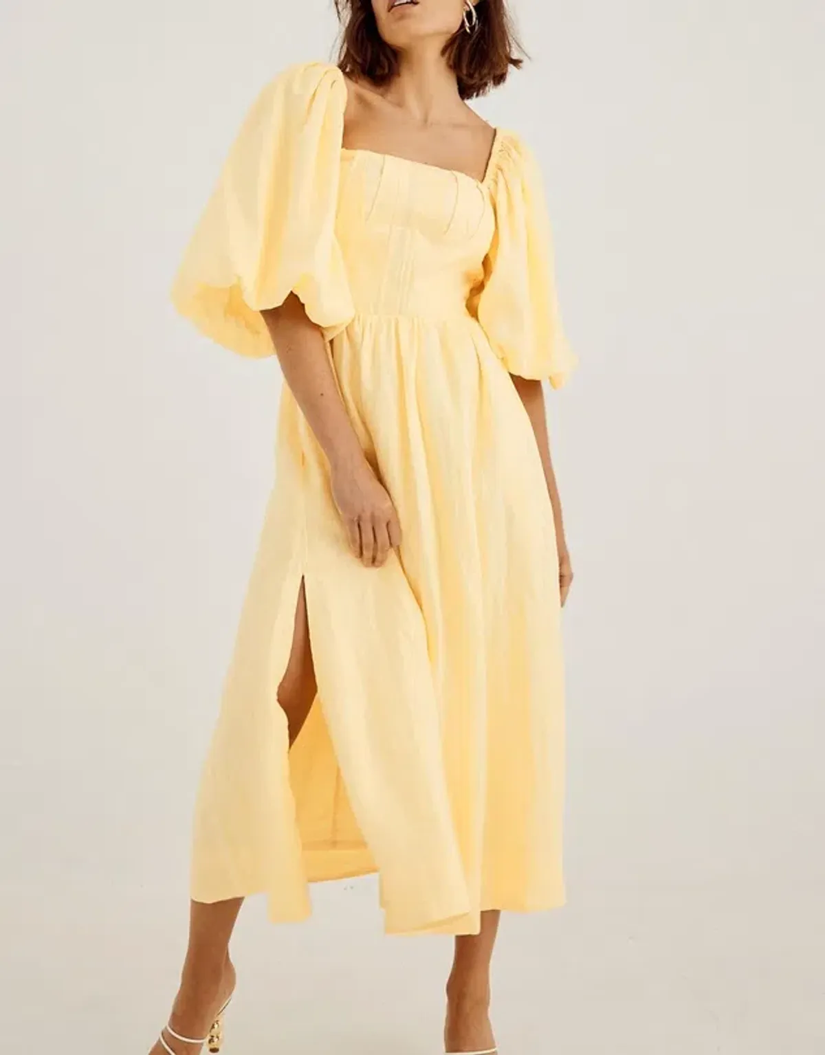 Sovere Relish Midi Dress Yellow Size AU 6 - Image 1