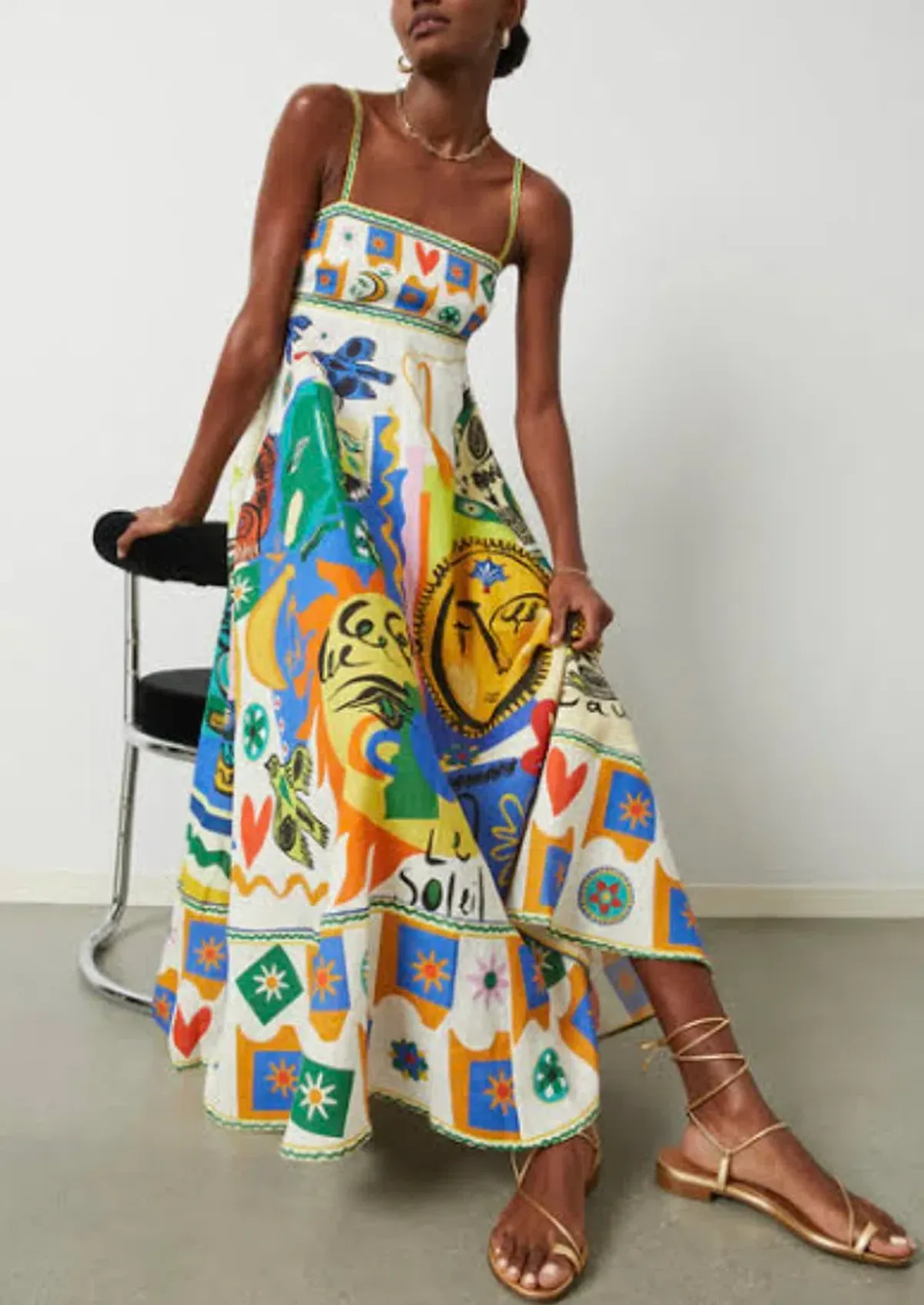 Alemais Soleil Sundress Cream Size AU 10 - Image 3