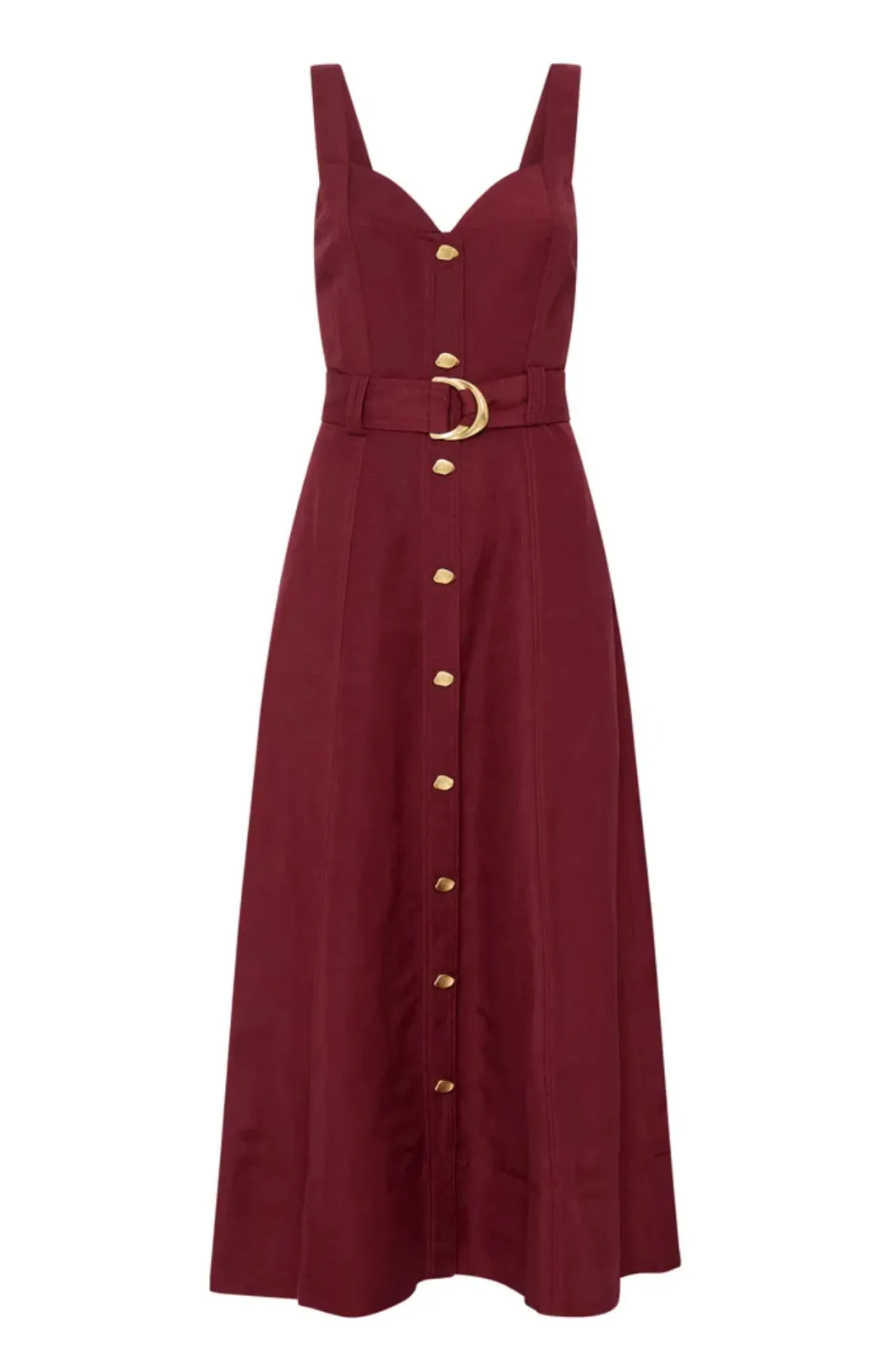 Aje Clay Belted Midi Dress Burgundy Size 16 for rent on The Volte - main image