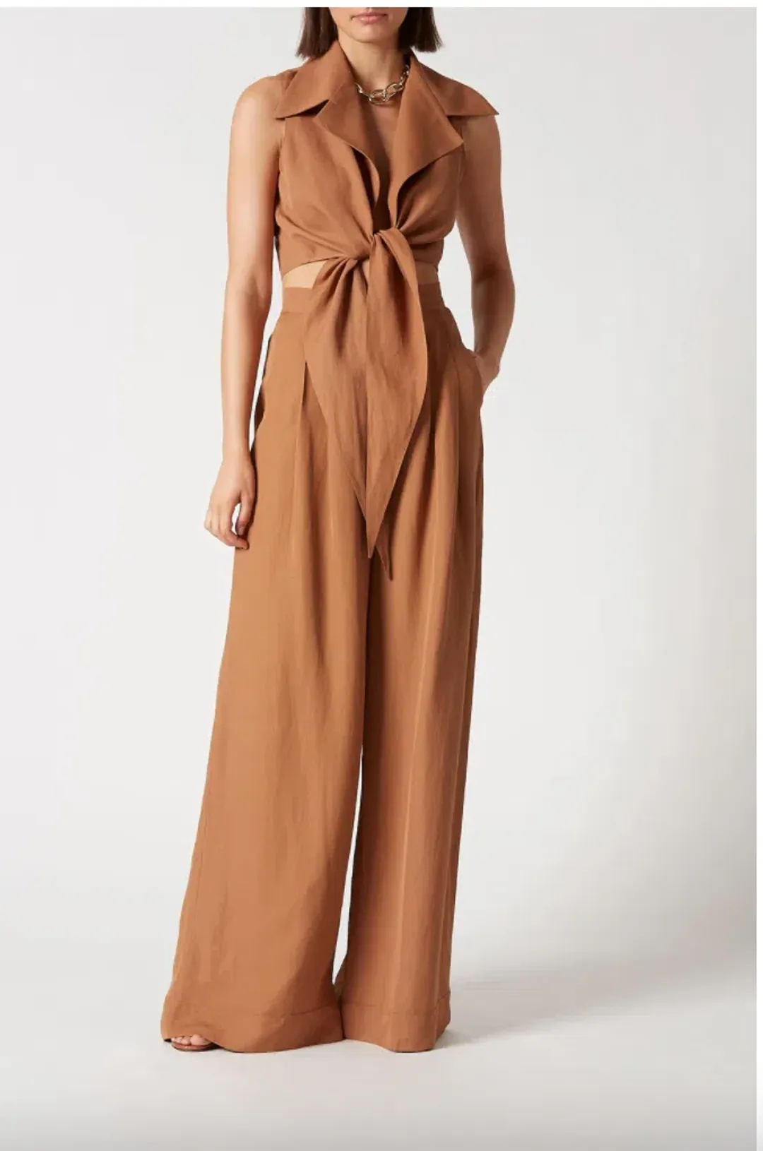 Scanlan Theodore Italian Linen Viscose Set Brown Size 10  for rent on The Volte - main image