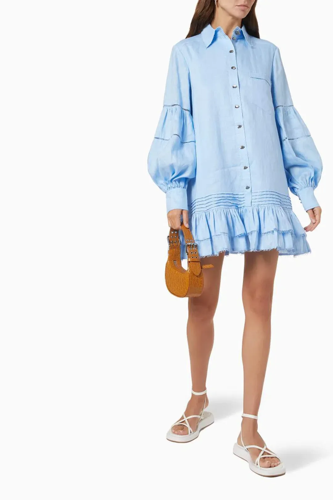Aje Lotus Shirt Dress Blue Size 14 for rent on The Volte - main image