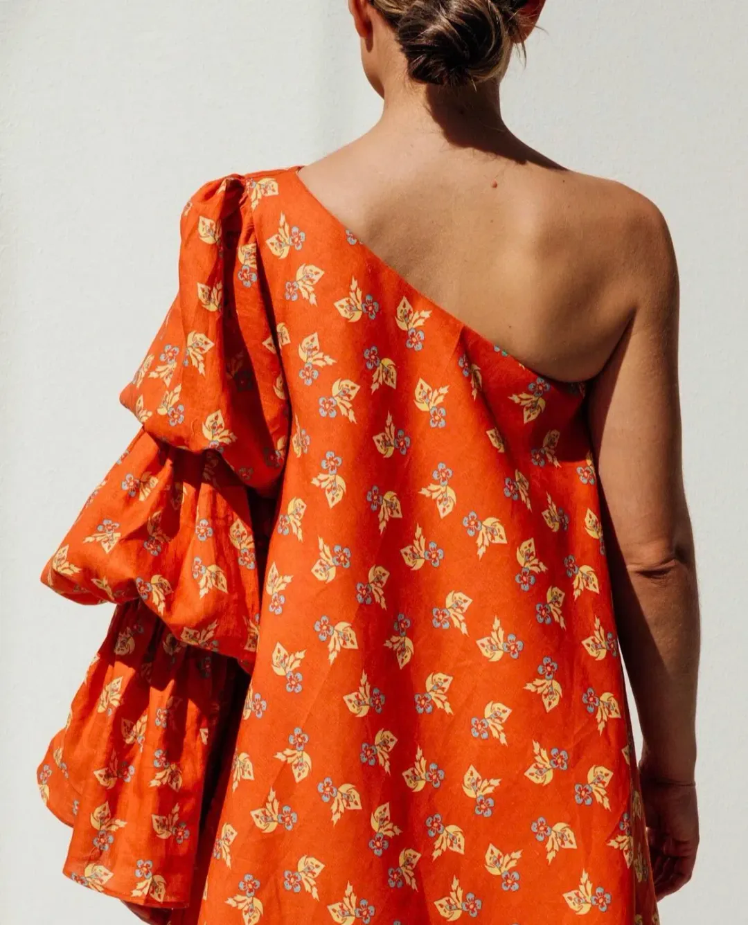 Isabella Longinnou Puffy Sleeve Swing Dress Orange Size 16 for rent on The Volte - main image