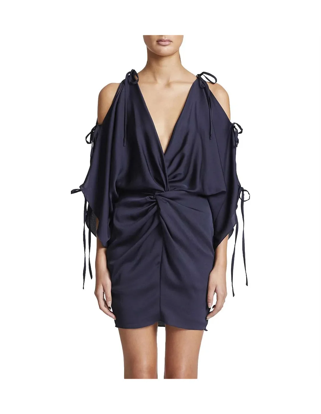 Shona Joy Calypso Twist Kimono Mini Dress Navy Blue Size 6 for rent on The Volte - main image