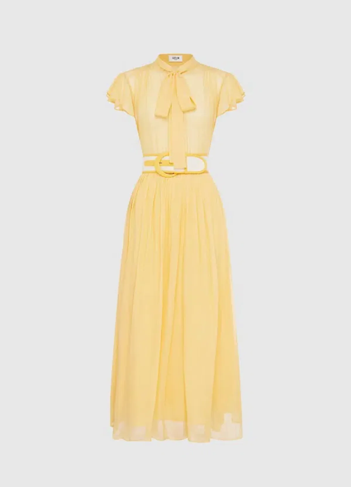 Leo Lin Pavilion Flutter Sleeve Dress Yellow Size 6   - Image 1