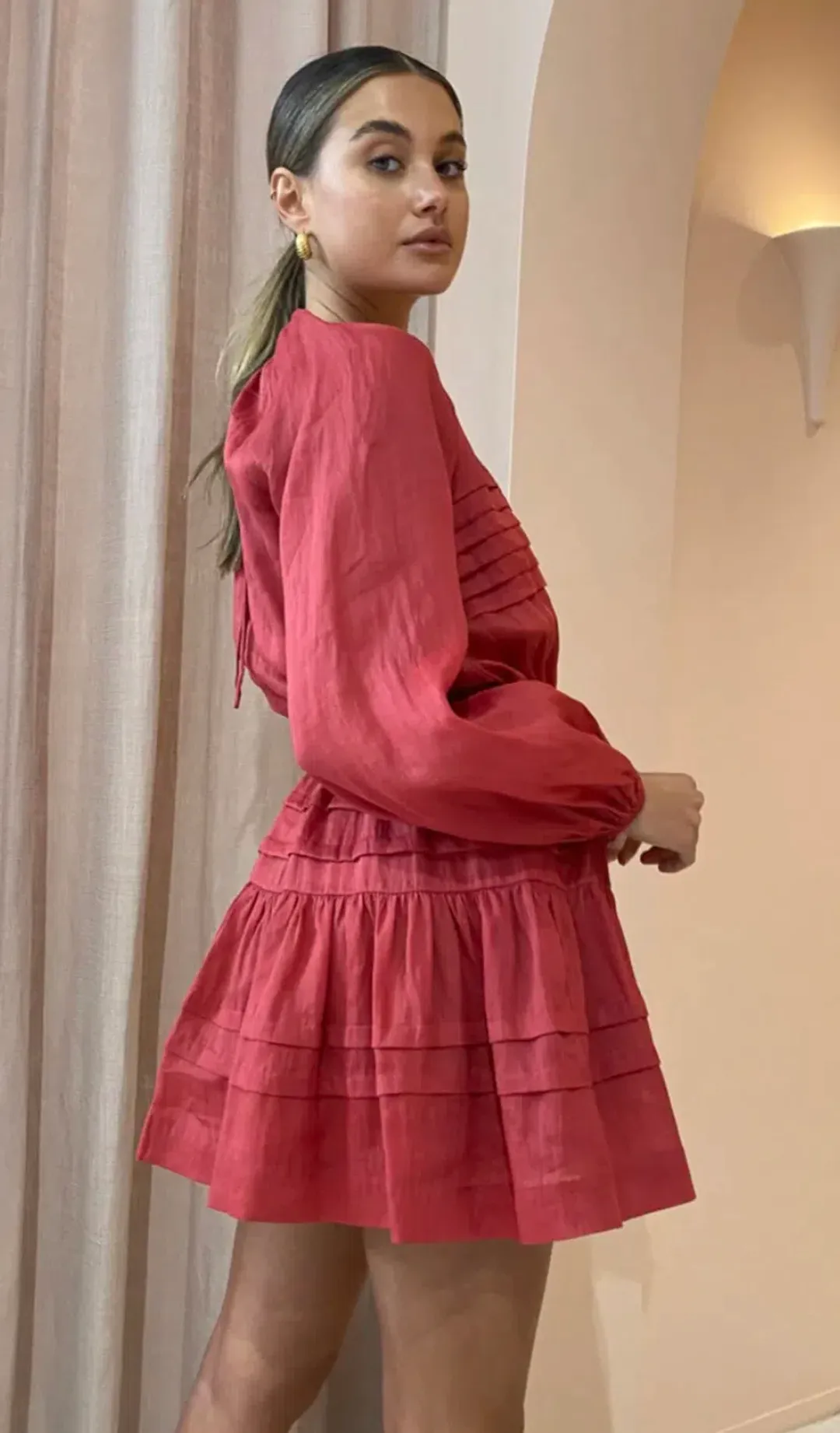 Issy Flourishes Dress Rouge Size 12  for rent on The Volte - main image