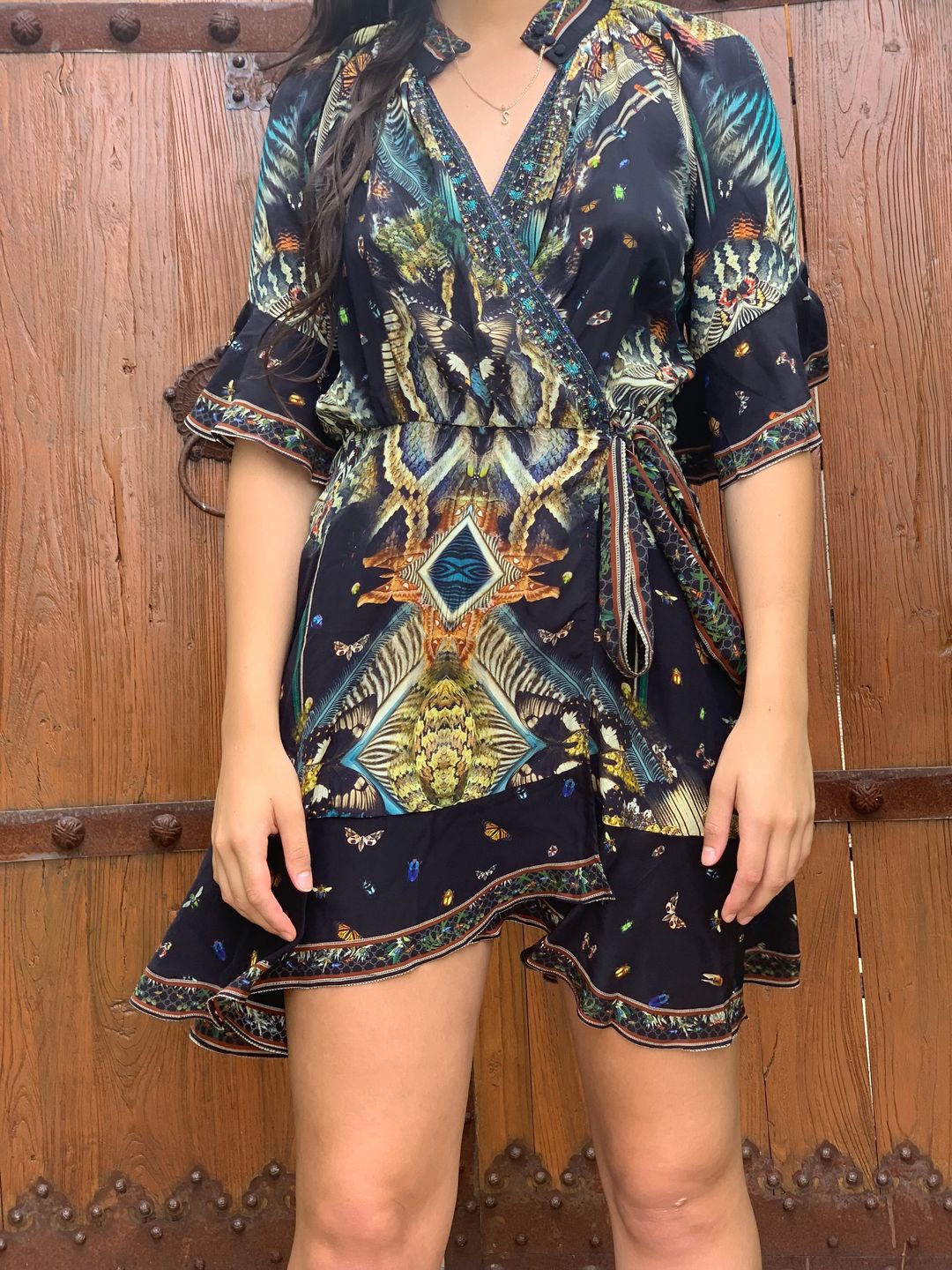 Camilla Maternal Instinct Wrap dress w raglan sleeve size small for rent on The Volte - main image