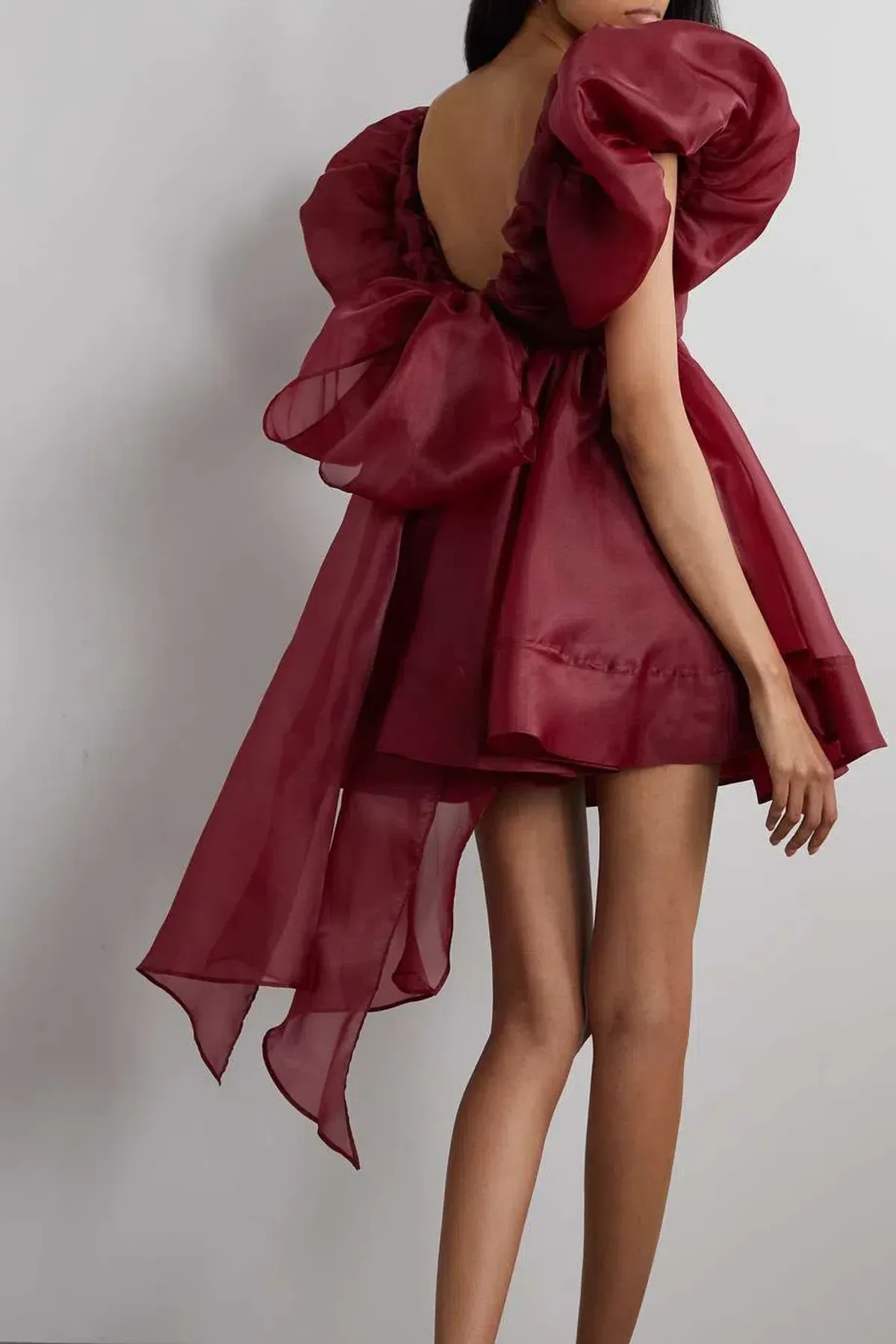 Aje Gretta Organza Mini Dress Burgundy Size 6 / XS - Image 2