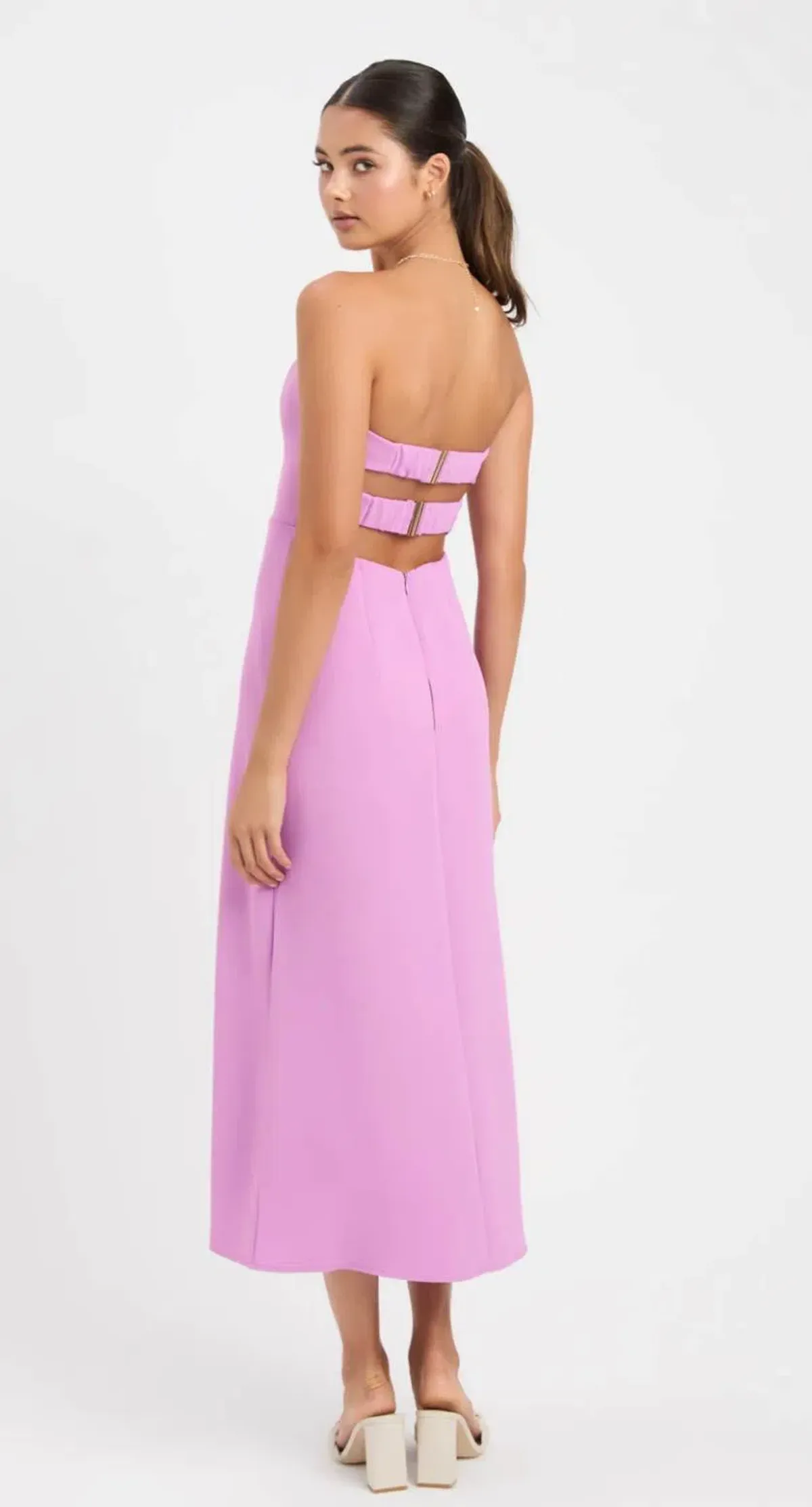 Kookai Alpha Strapless Midi Dress in Violet Size 36 / Au 8 - Image 3