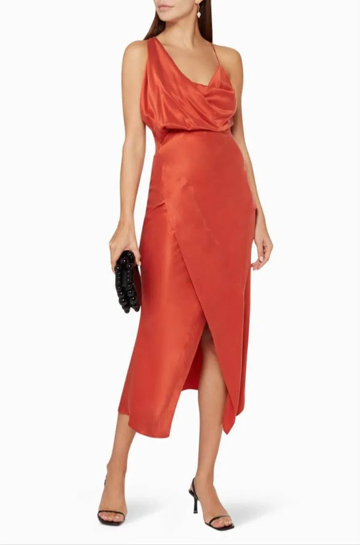 One Fell Swoop Muse Asymmetric Midi Dress in Burnt Orange Size 6 - Image 1