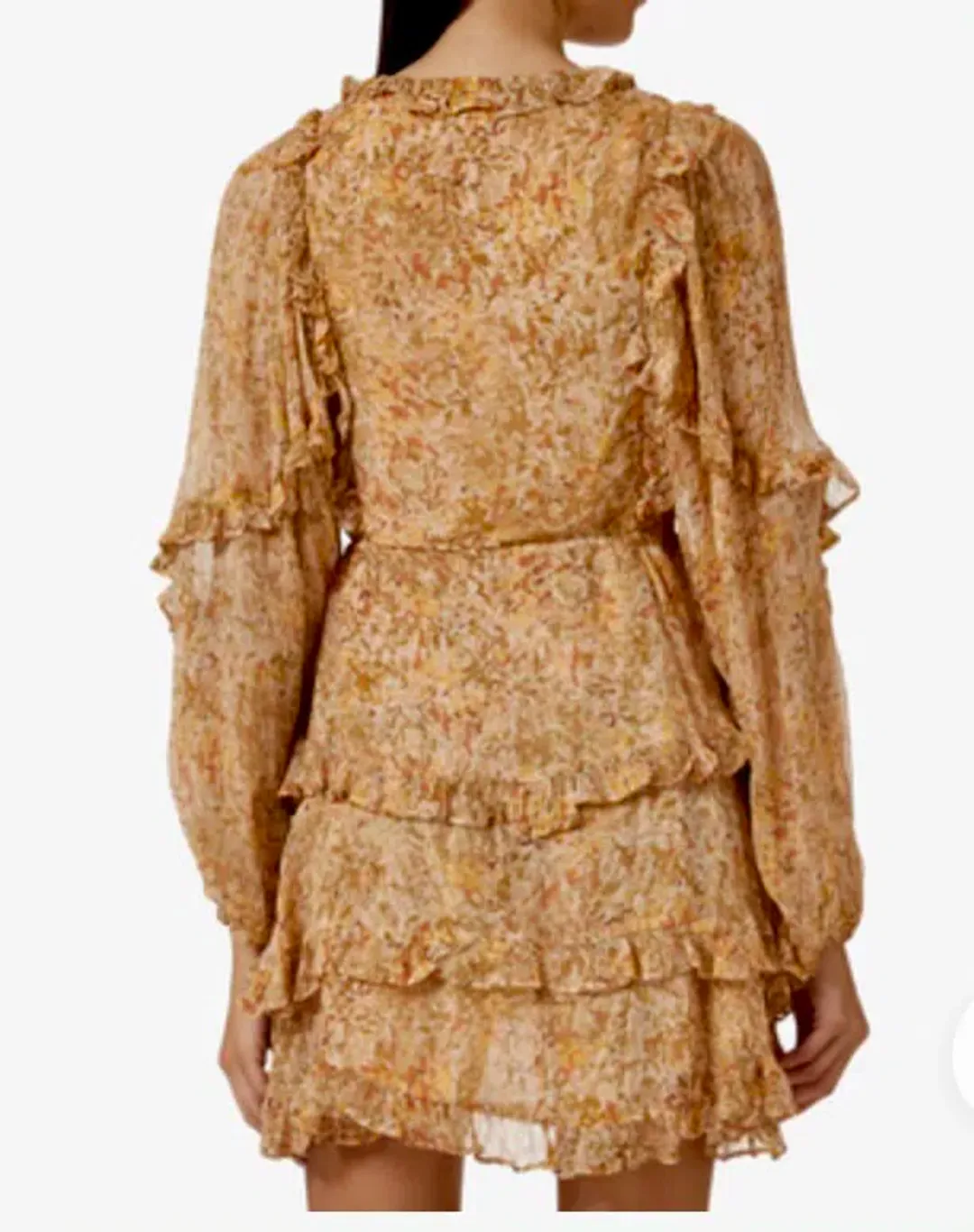 Shona Joy Louise Balloon Sleeve Frill Mini Dress Multi Size 10 / M for rent on The Volte - main image