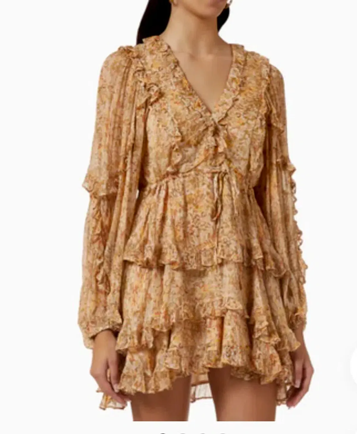 Shona Joy Louise Balloon Sleeve Frill Mini Dress Multi Size 10 / M - Image 3