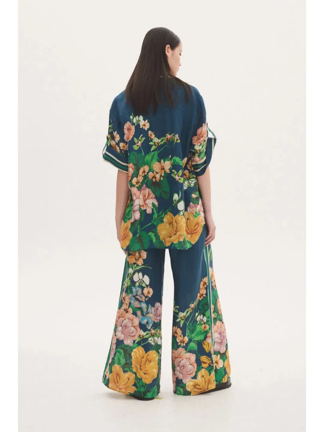 Alemais Lyla Linen Pant and Shirt Set Floral Size AU 6 for rent on The Volte - main image