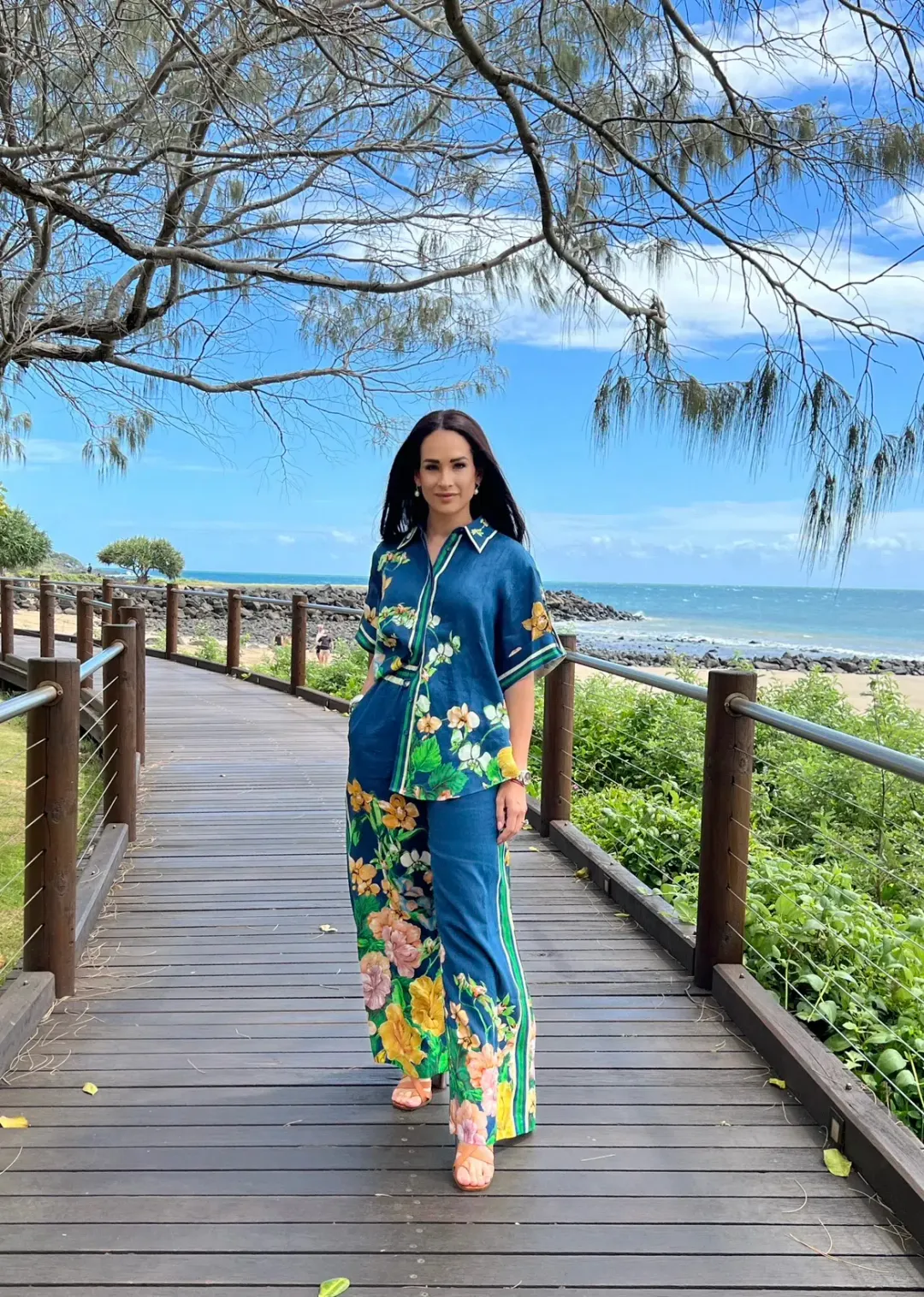 Alemais Lyla Linen Pant and Shirt Set Floral Size AU 6 for rent on The Volte - main image