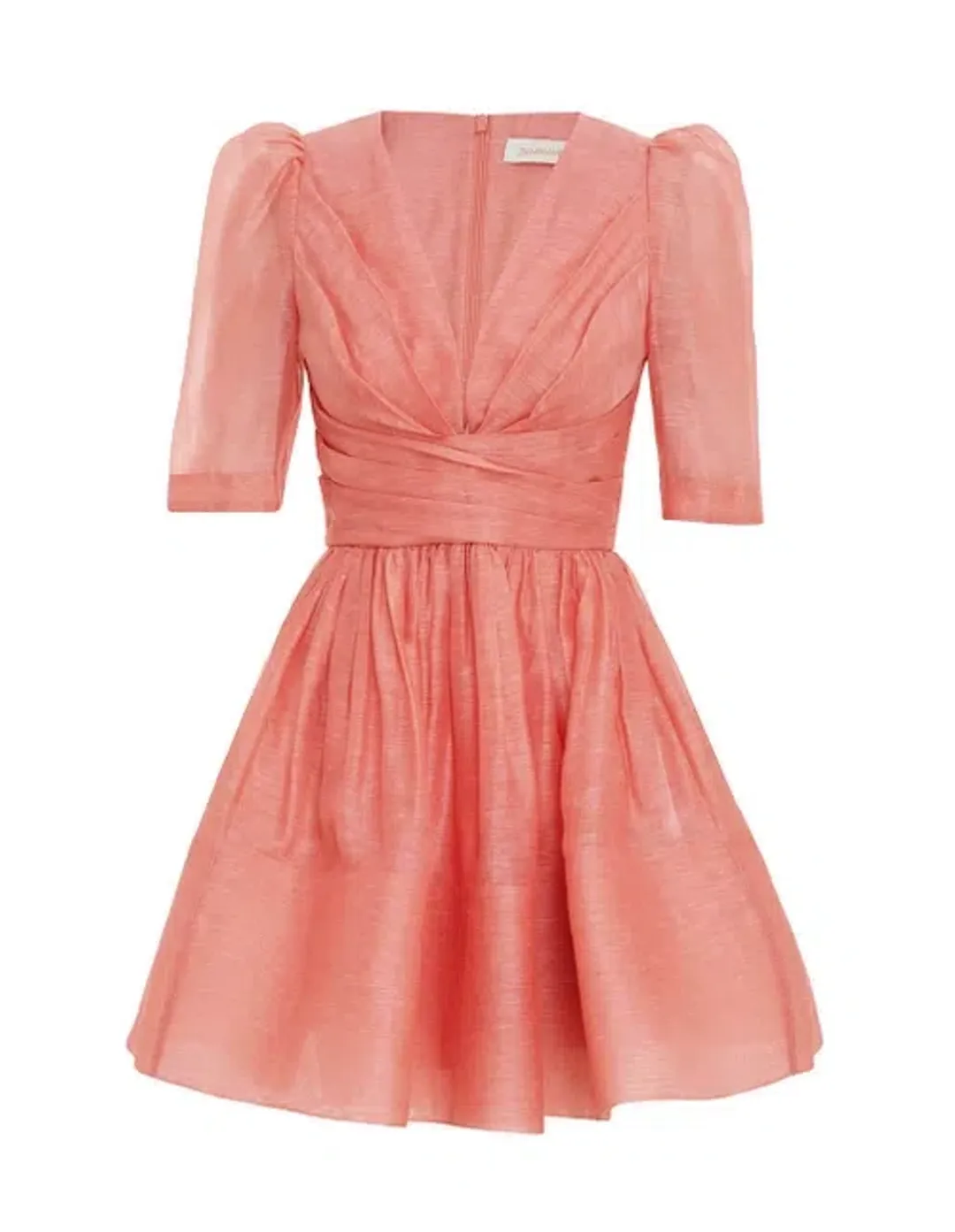 Zimmermann Wonderland Silk Linen Mini Dress Pink Size 1 / Au 10 for rent on The Volte - main image