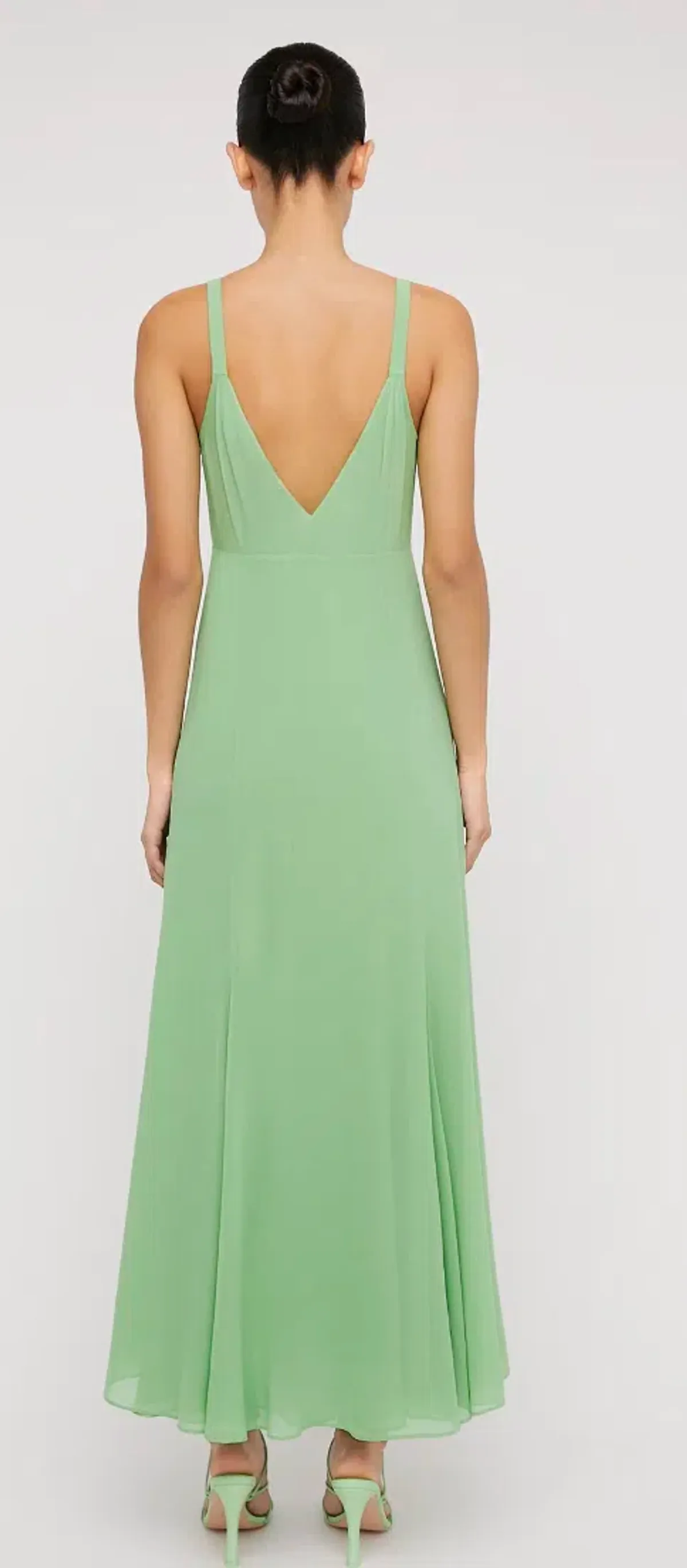 Scanlan Theodore Silk Georgettet Slip Dress Green Size AU 10 - Image 3