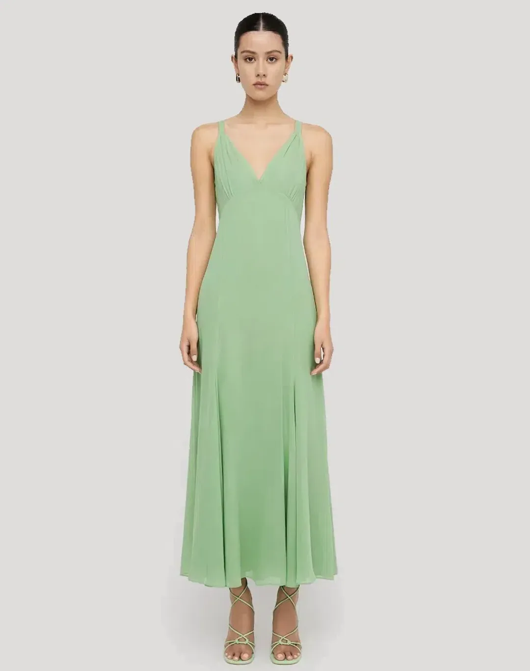 Scanlan Theodore Silk Georgettet Slip Dress Green Size AU 10 for rent on The Volte - main image