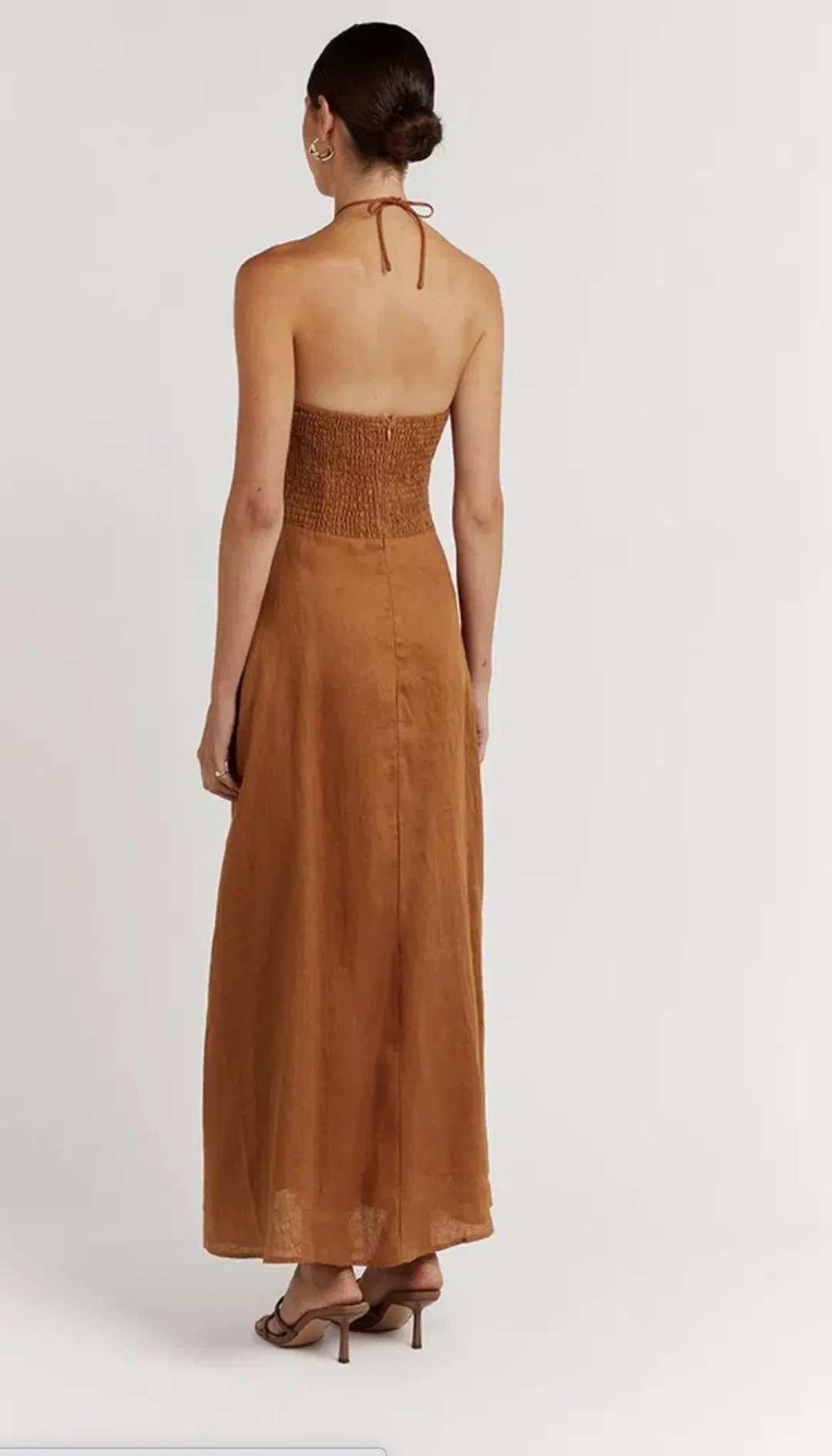 Dissh Flow Spice Halter Midi Dress Brown Size 10 for rent on The Volte - main image
