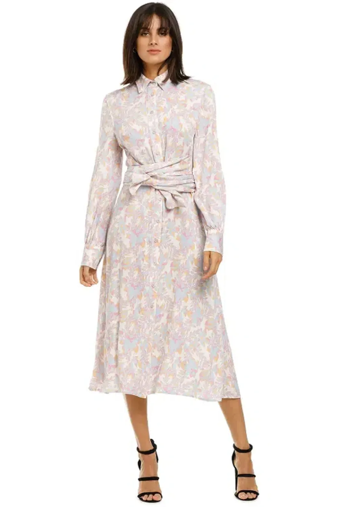 Rebecca Vallance Fleur Midi Shirt Dress in Floral Print Size 10 for rent on The Volte - main image