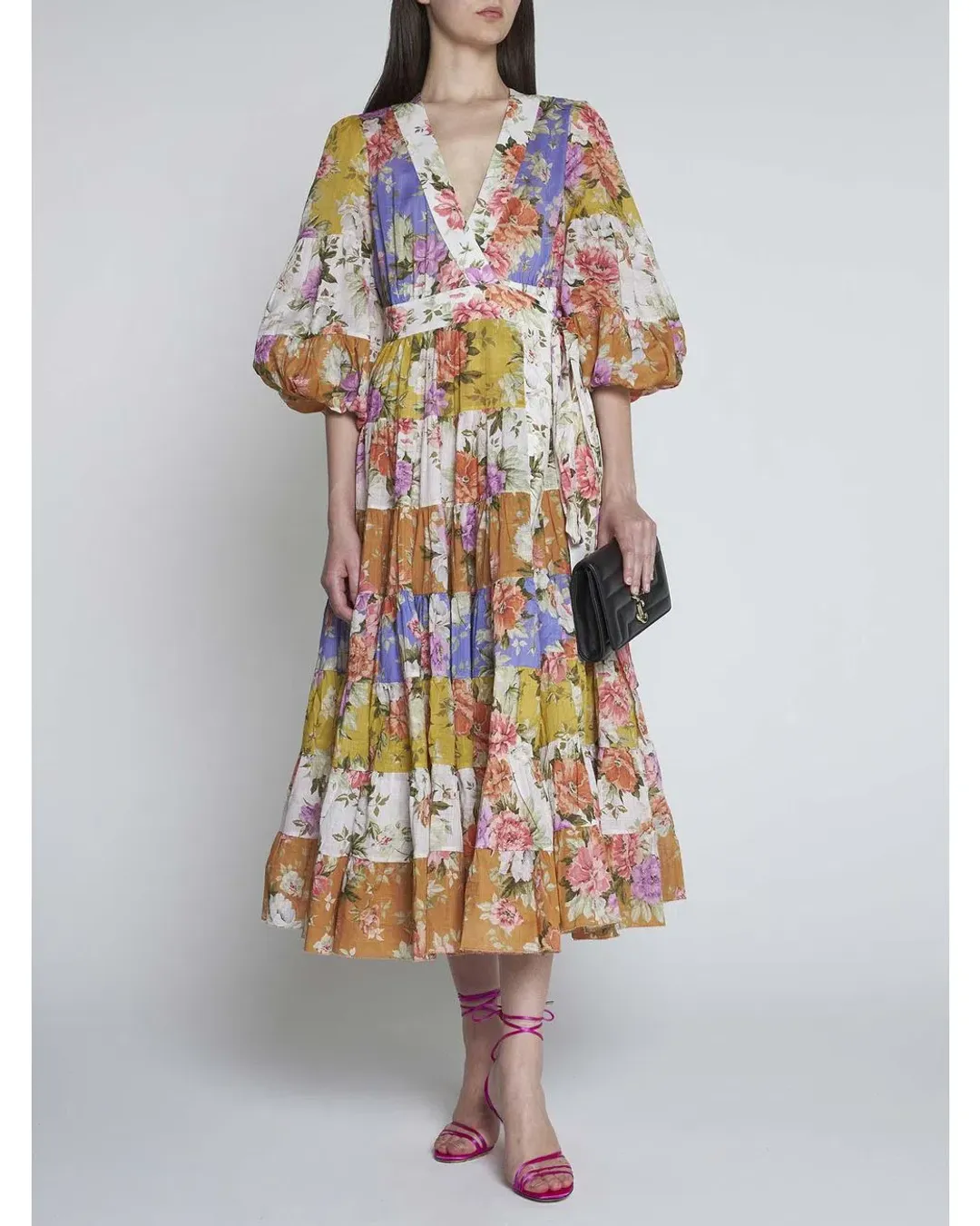 Zimmermann The Pattie Wrap Midi Dress in Spliced Size 1/Au 10  for rent on The Volte - main image