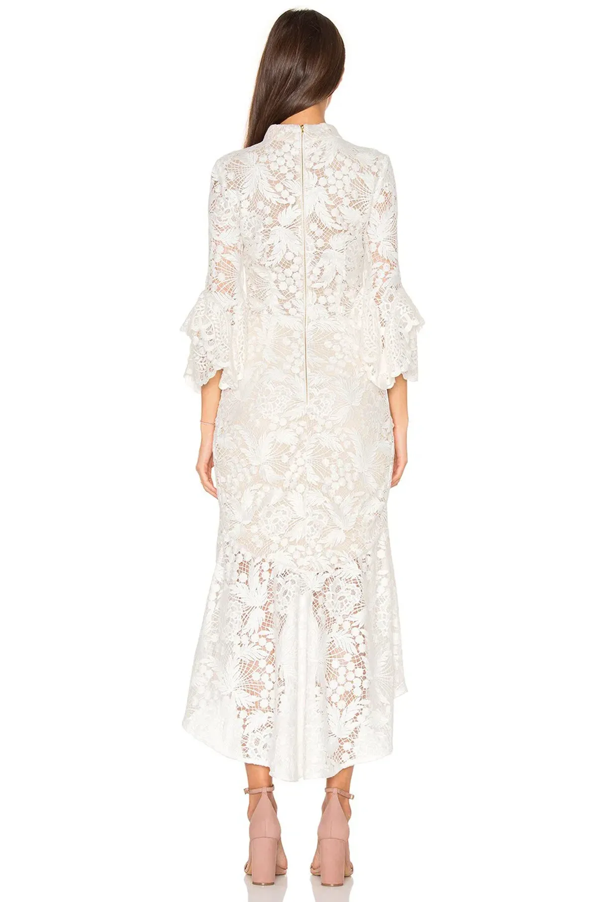 Rebecca Valance The Society Frill Midi Dress Ivory Size 8  - Image 2