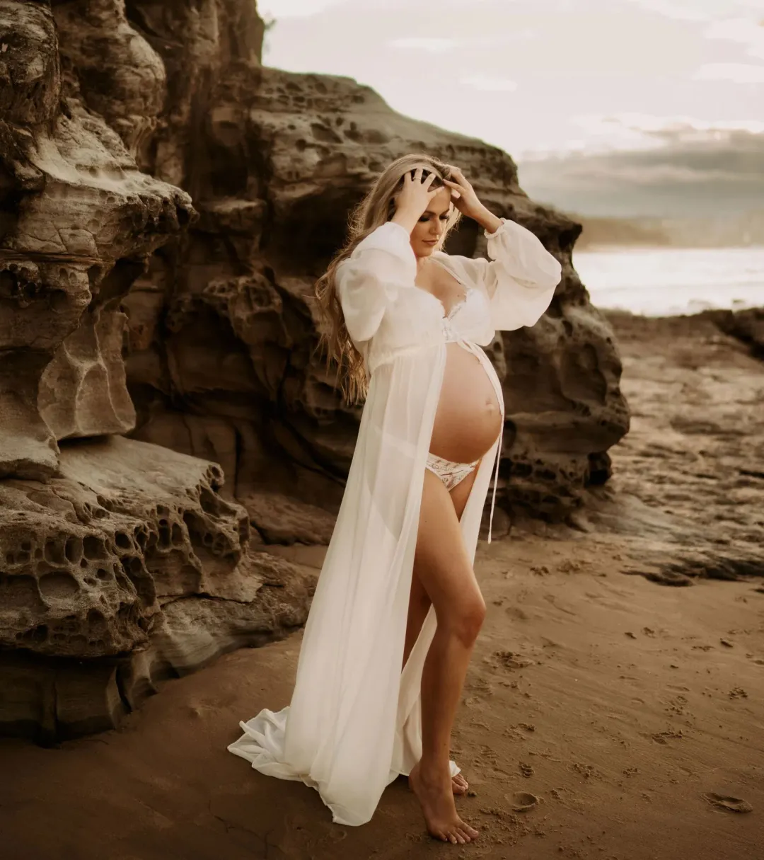 Robed.Co Sheer Robe Ivory One Size Fits Most (Regular Length) for rent on The Volte - main image