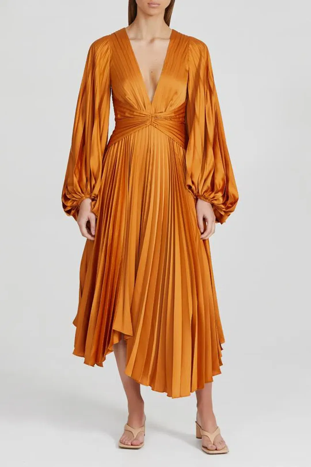 Acler Palms Midi Dress Turmeric Size 8 for rent on The Volte - main image