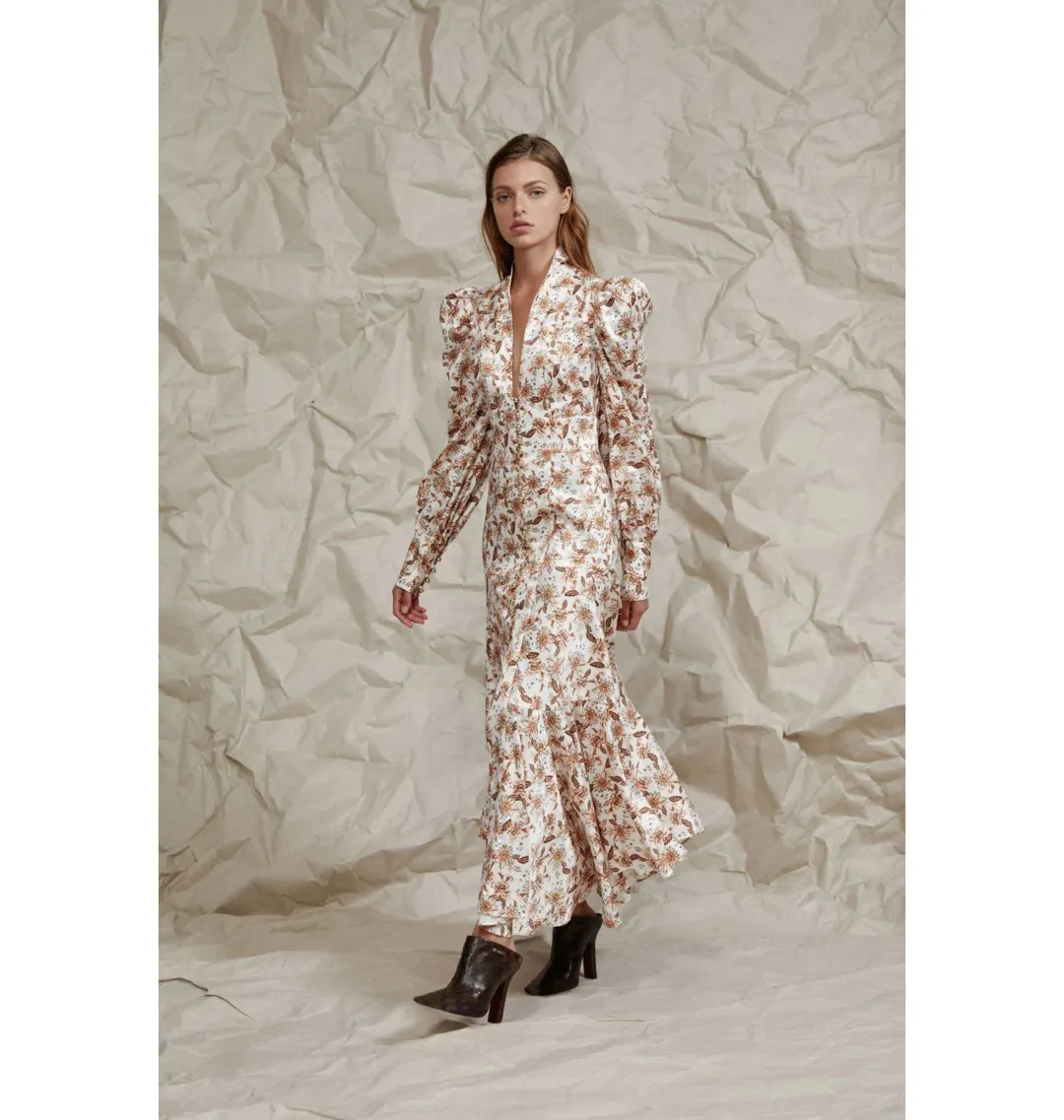 Acler Horrock Ivory Wallpaper Dress Floral Print Size AU 12  for rent on The Volte - main image