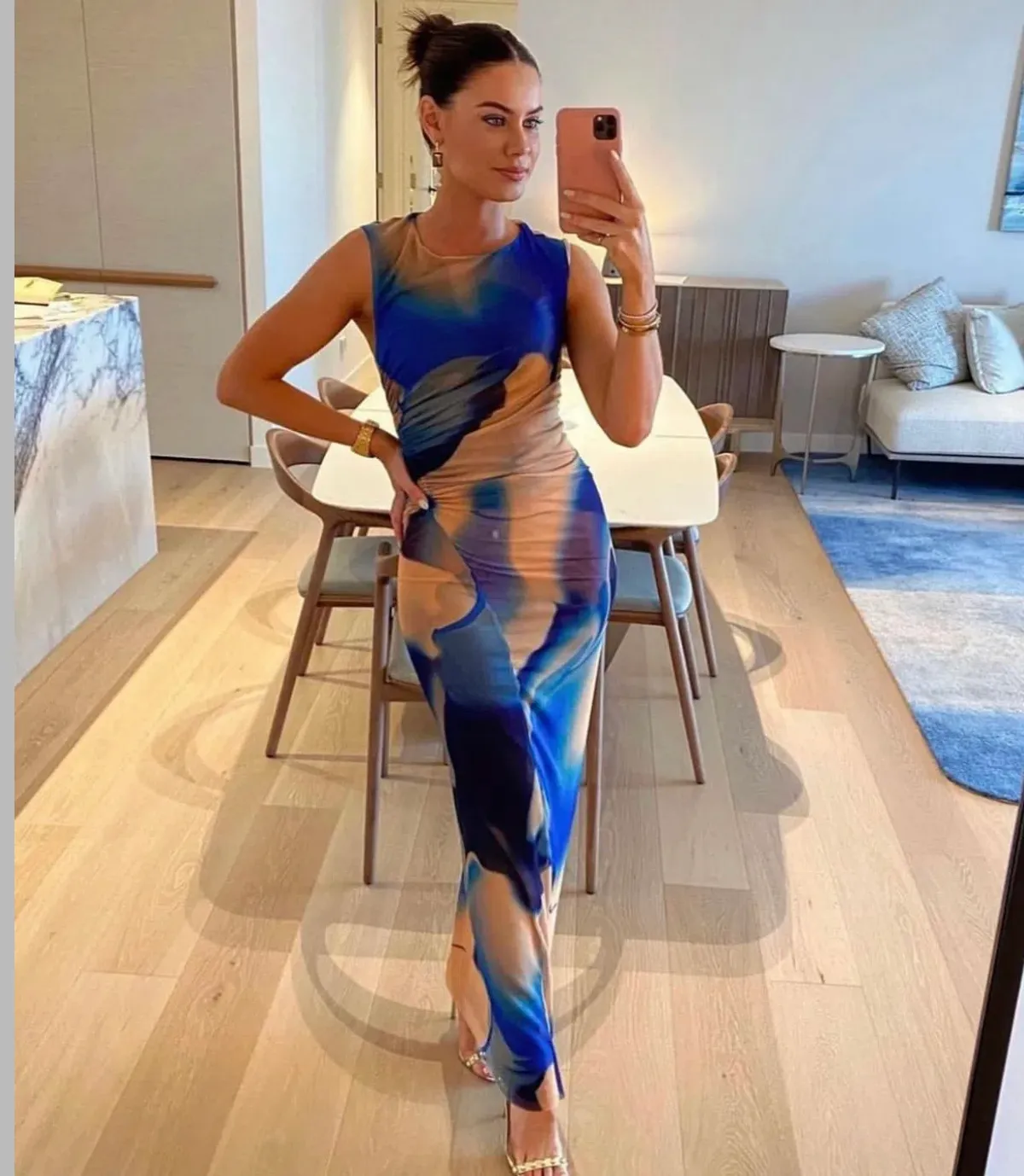 Scanlan Theodore Italian Watercolour Print Dress Blue Size 8 / S - Image 4