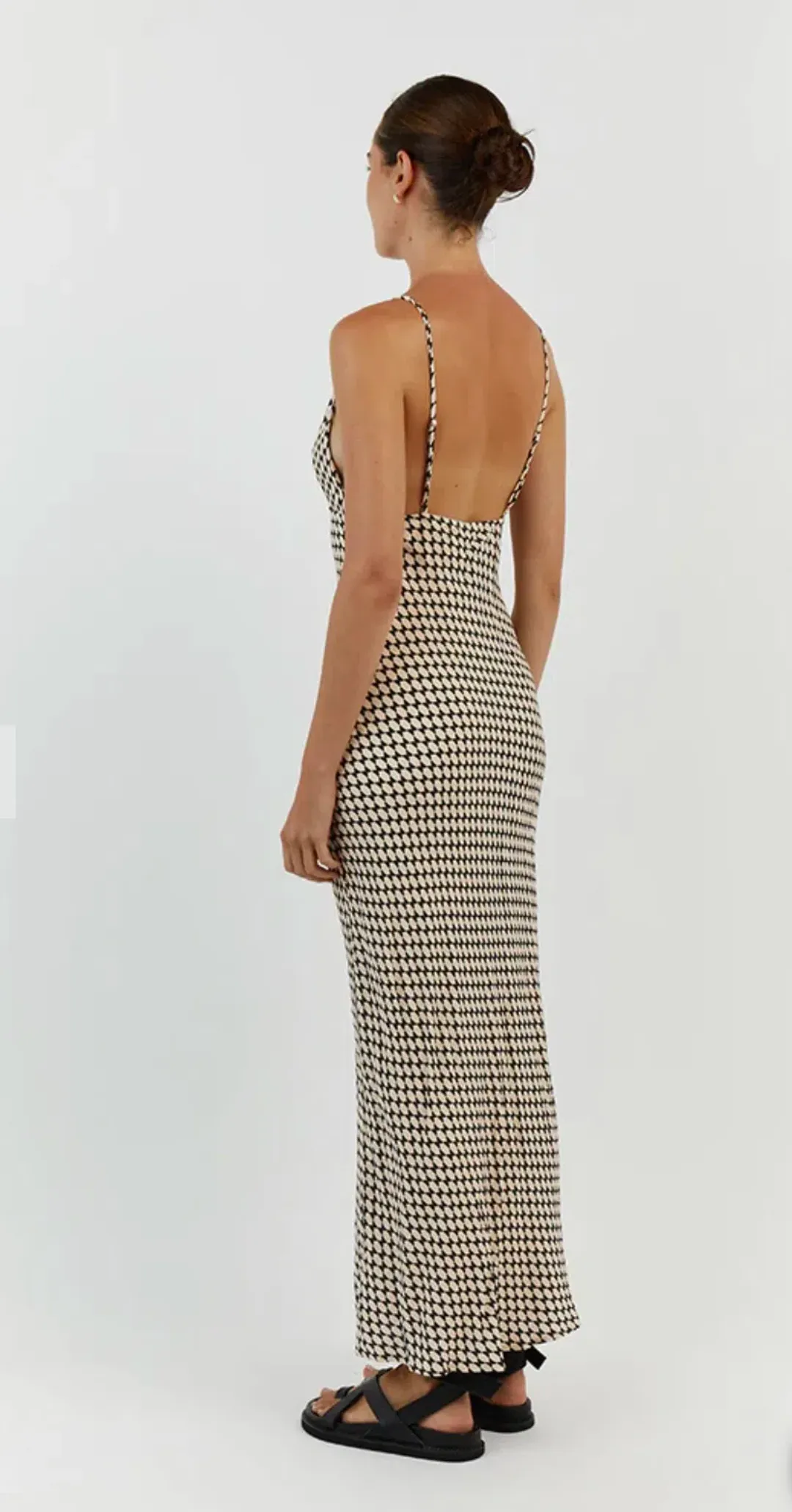 Dissh Mae Viscose Midi Dress And Geo Shirt Black Beige Size AU 10 for rent on The Volte - main image