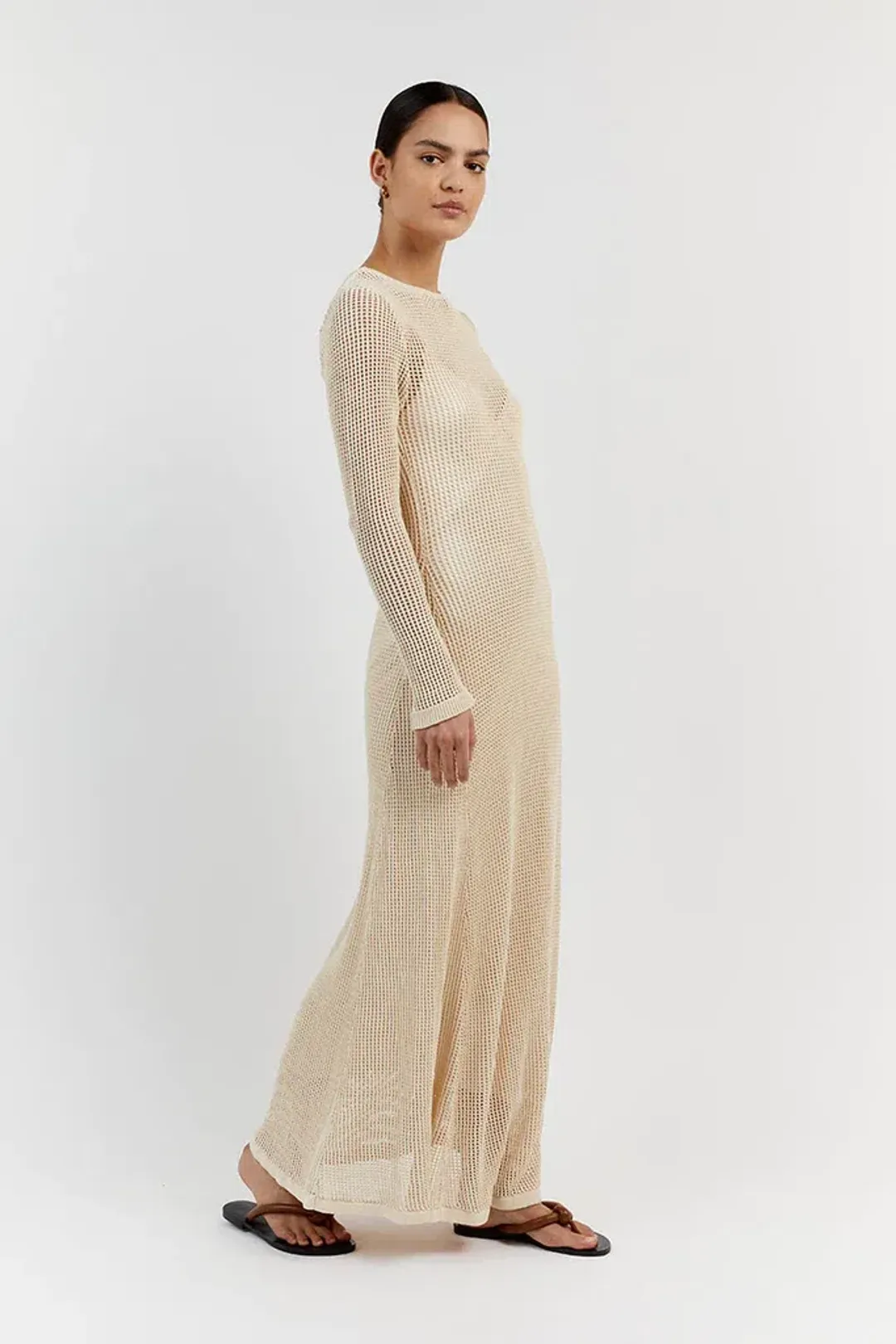 DISSH Ophelia Long Sleeve Crochet Maxi Dress Natural Size 10 / M for rent on The Volte - main image
