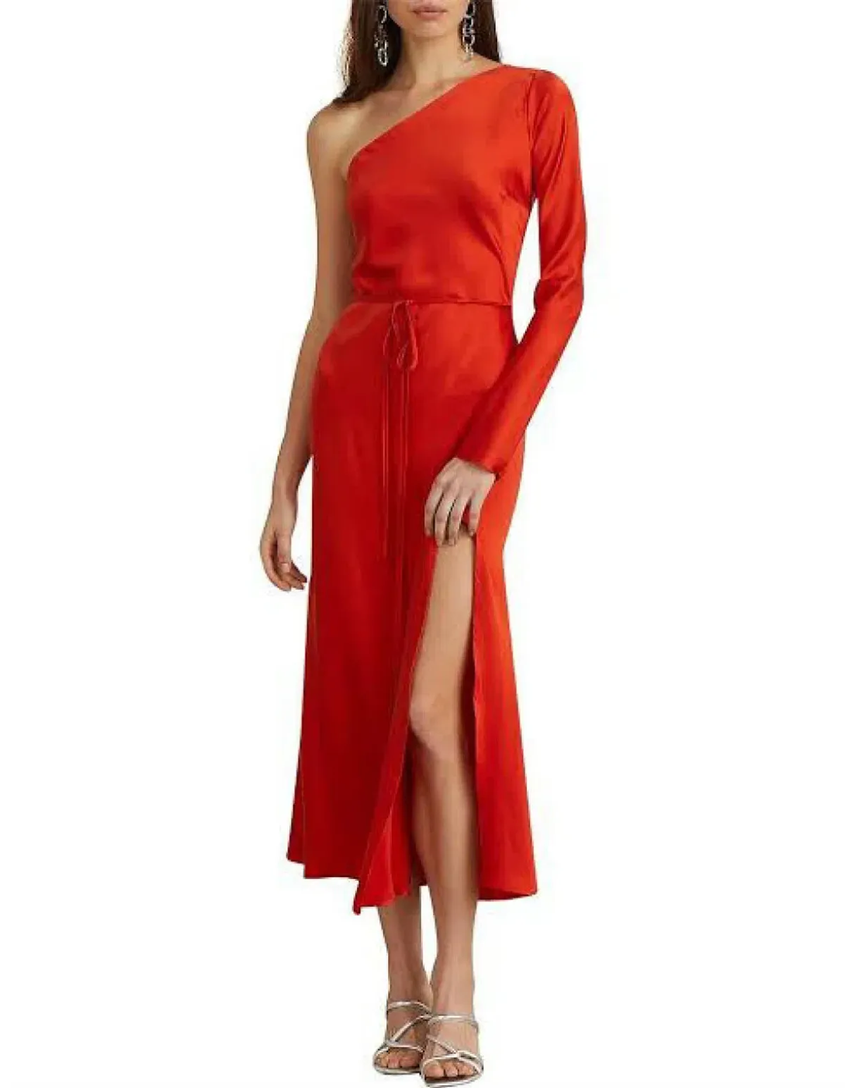Bec & Bridge One Shoulder Midi Dress in Fire Orange Size 8 - Image 5