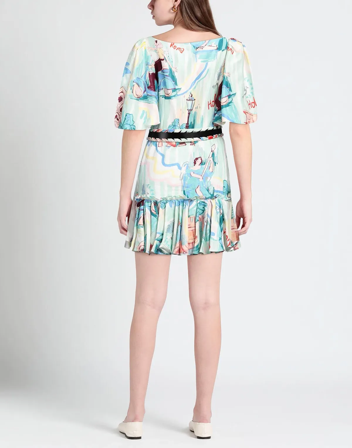 Leo Lin Mia V Neck Mini Dress in Vacanza Print Size 14 - Image 2
