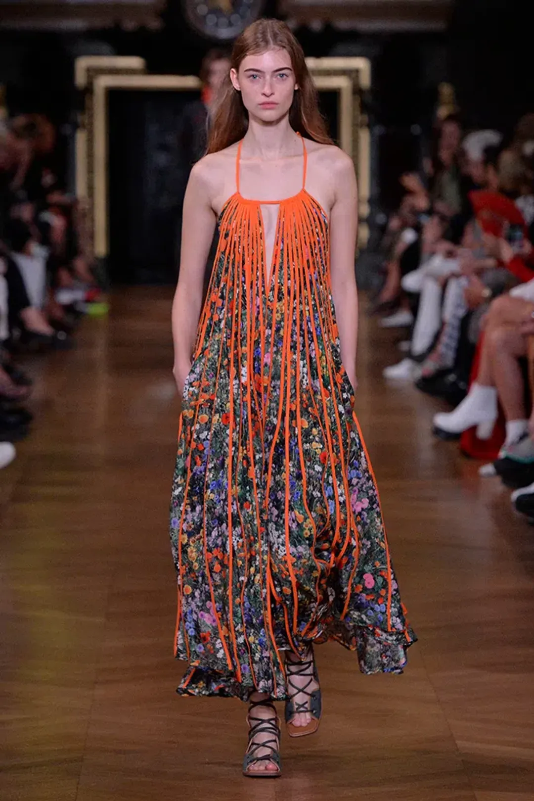 Stella McCartney Klara Floral Pleated Silk Maxi Dress Multi Size 8 for rent on The Volte - main image