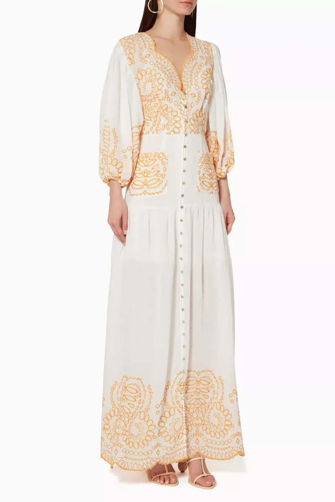 Keepsake the Label Without Me Maxi Dress White / Orange  Size 10 for rent on The Volte - main image