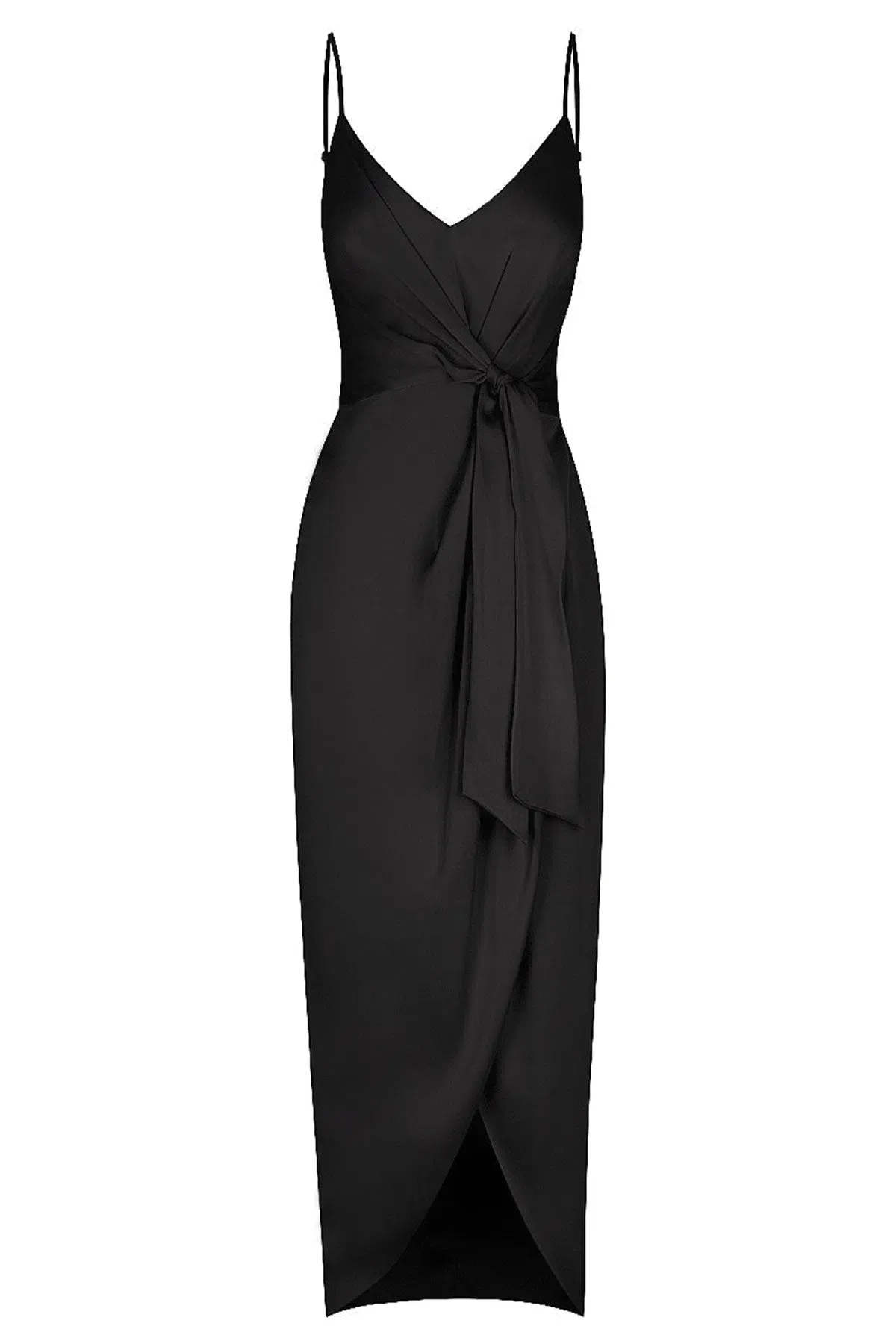 Shona Joy Luxe Tie Front Cocktail Dress Onyx Size 8 - Image 2