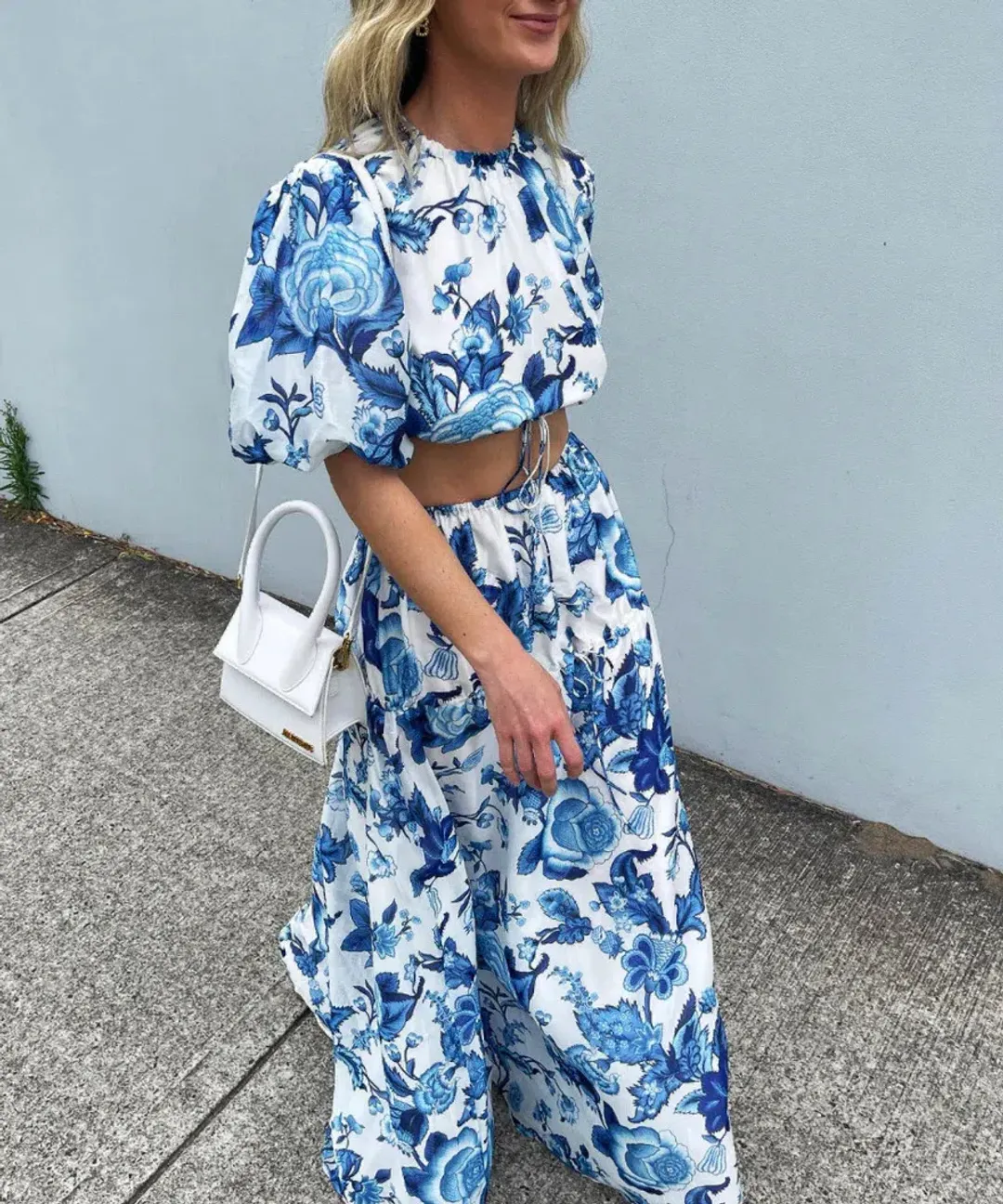 Sir the Label Amaris Puff Sleeve Top and Gathered Skirt Blue Size AU 10 for rent on The Volte - main image