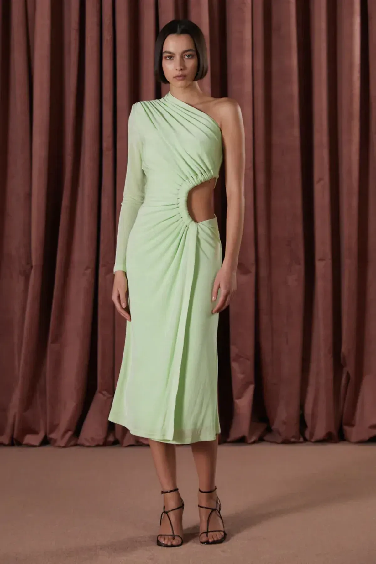 Misha Colson Slinky Jersey Dress in Soft Lime Green Size 6  - Image 1