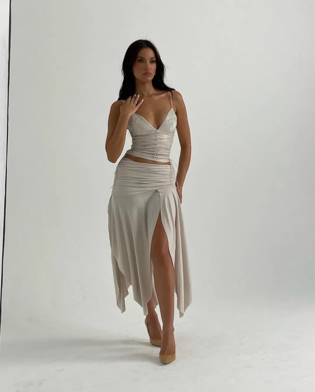 House Of CB Antonella Corset and Kaira Skirt Set Cream Size AU 8 for rent on The Volte - main image