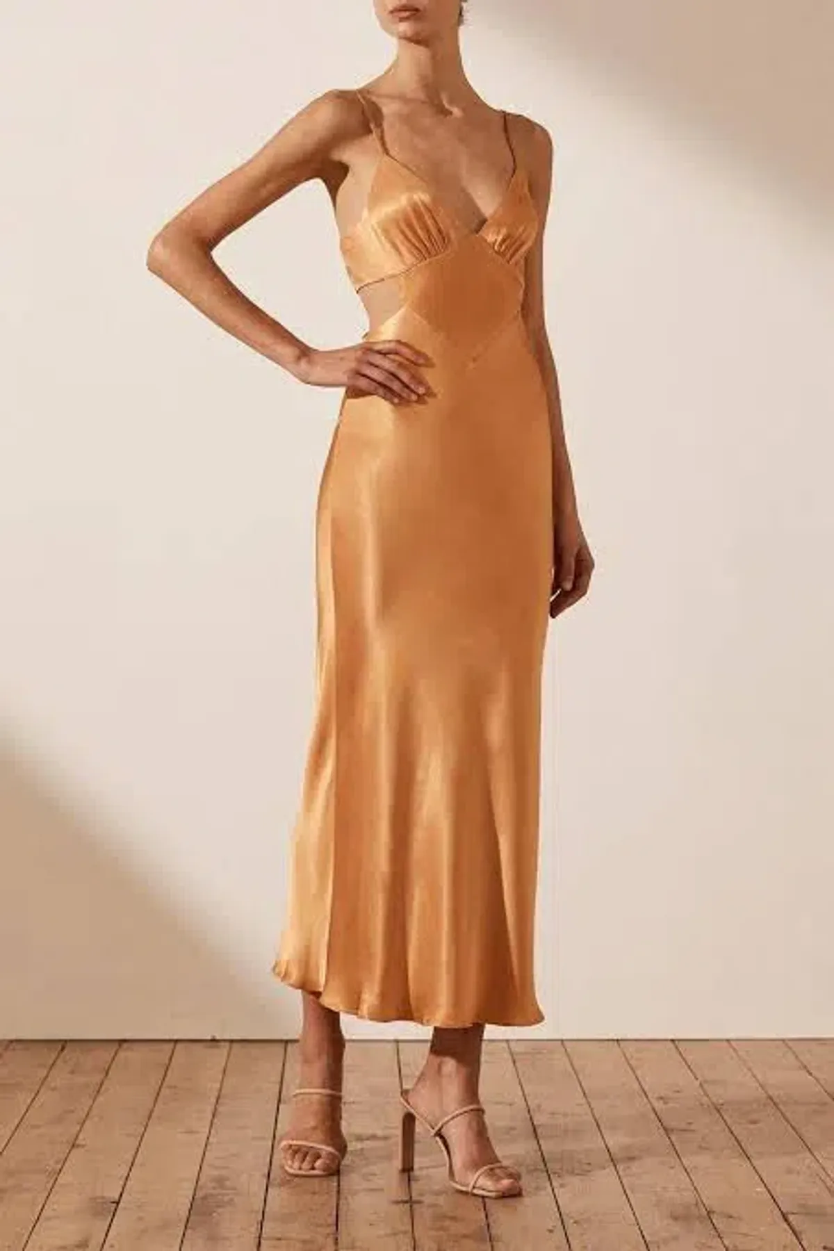 Shona Joy Gala Backless Midi Dress Orange Size AU 8 - Image 1