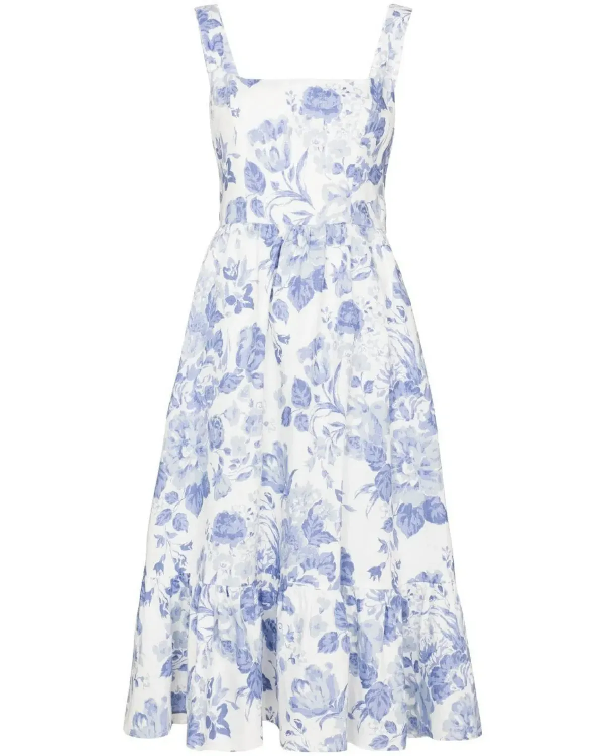 Reformation Square-Neck Tiered Midi Dress Floral Print Size AU 8 - Image 3