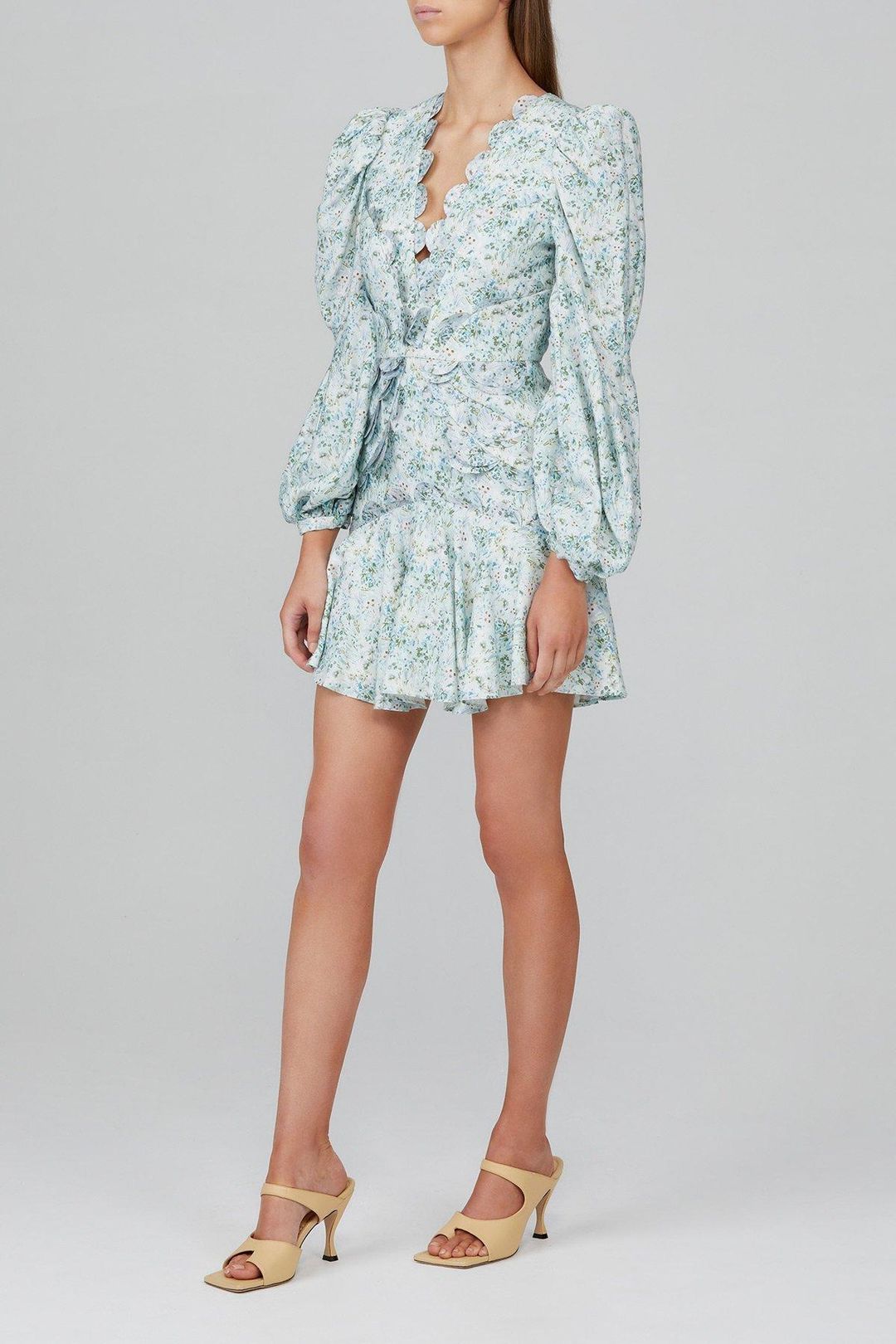 Acler Dixon Mini Dress Blue Floral Size AU 12 for rent on The Volte - main image