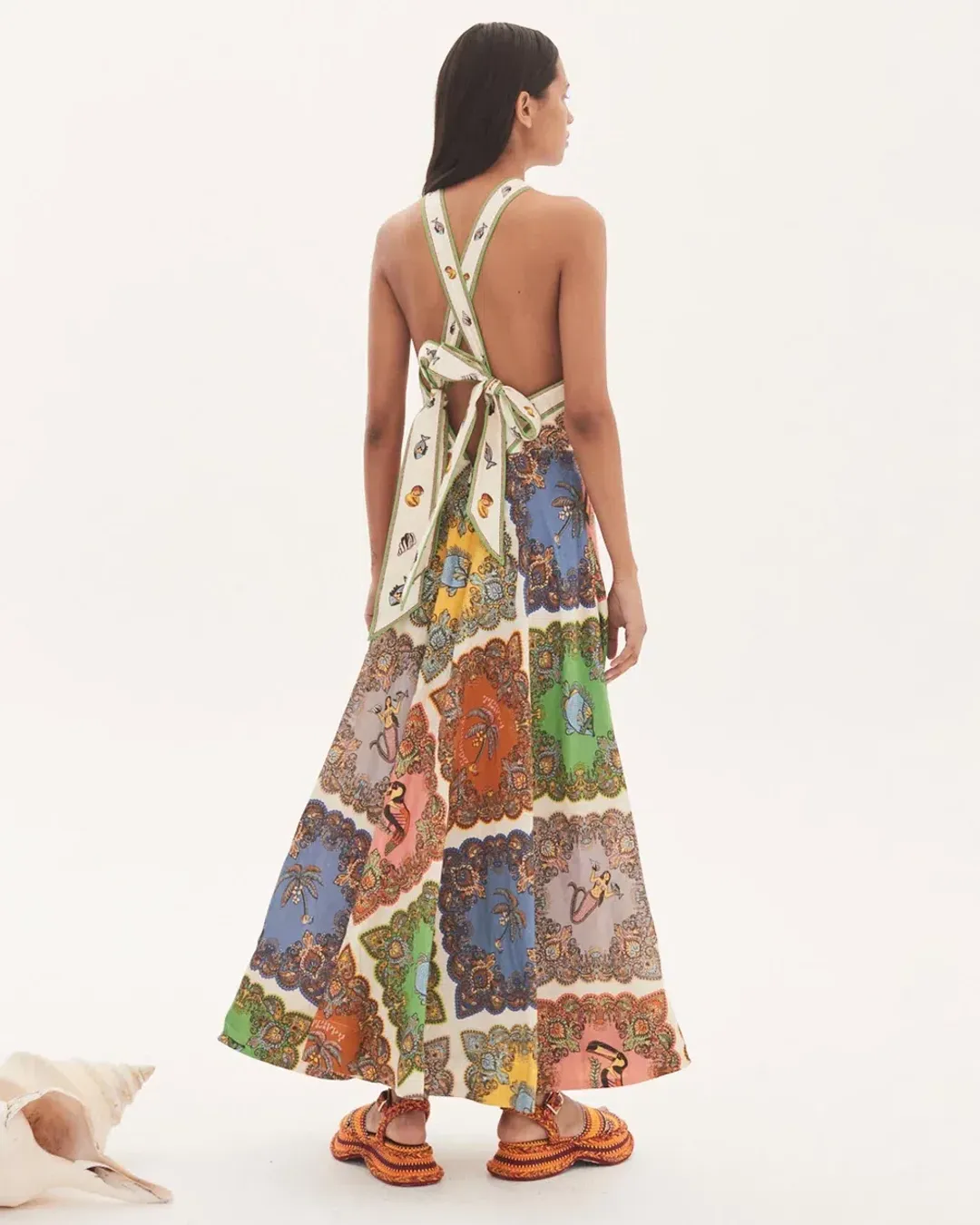 Alemais Trippy Troppo Halter Midi Dress Multi Print Size 8  for rent on The Volte - main image
