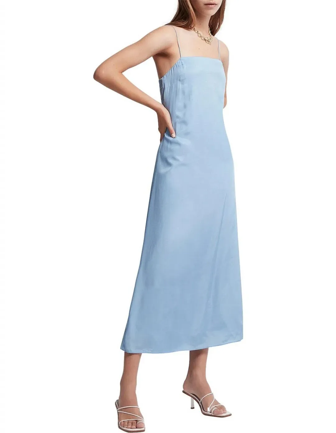 Aje Overture Ring Slip Midi Dress Light Blue A-Line Cut Out Back Size 6 for rent on The Volte - main image