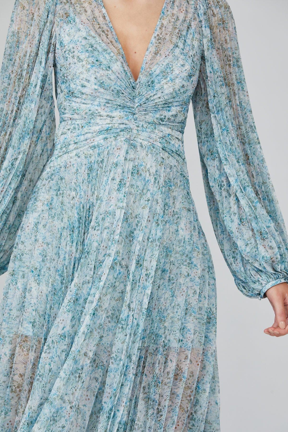 Acler Astone Midi Dress in Blue Fields Size 8 - Image 2