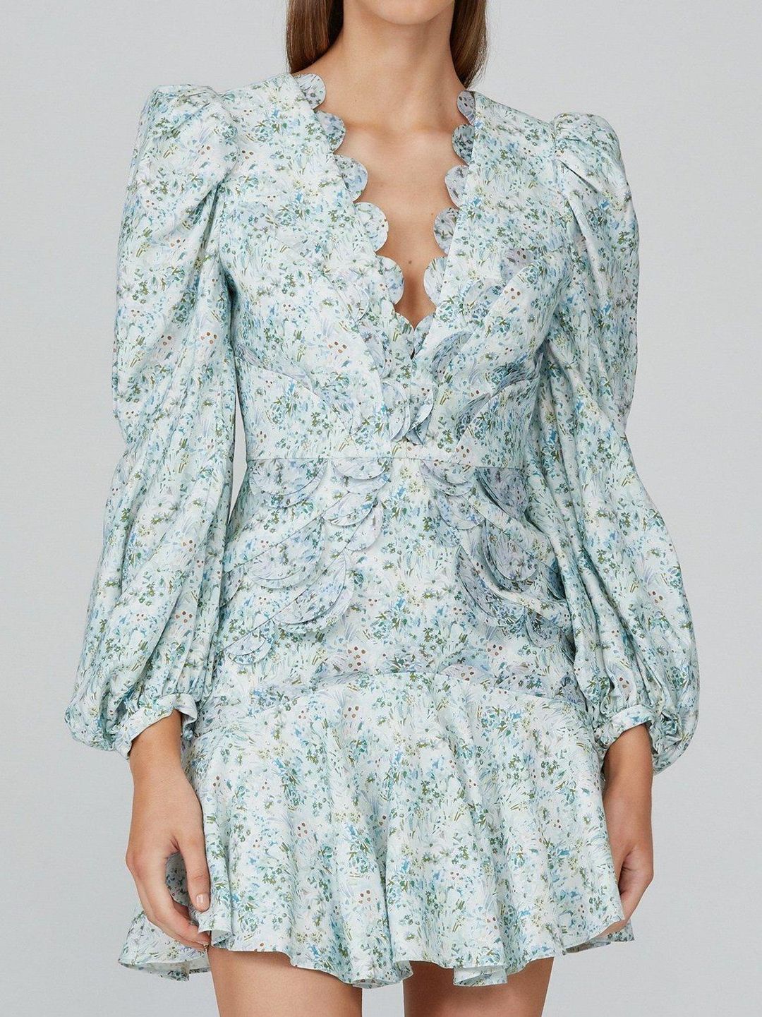 Acler Dixon Mini Dress Blue Floral Size 8 for rent on The Volte - main image