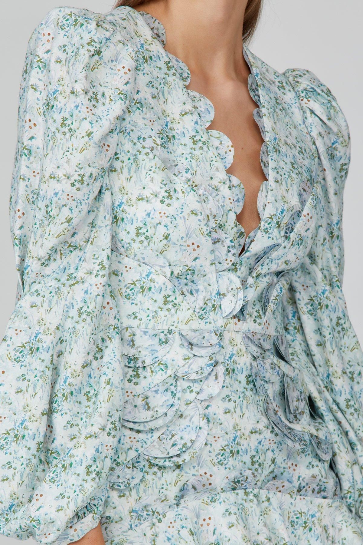 Acler Dixon Mini Dress Blue Floral Size 8 - Image 5